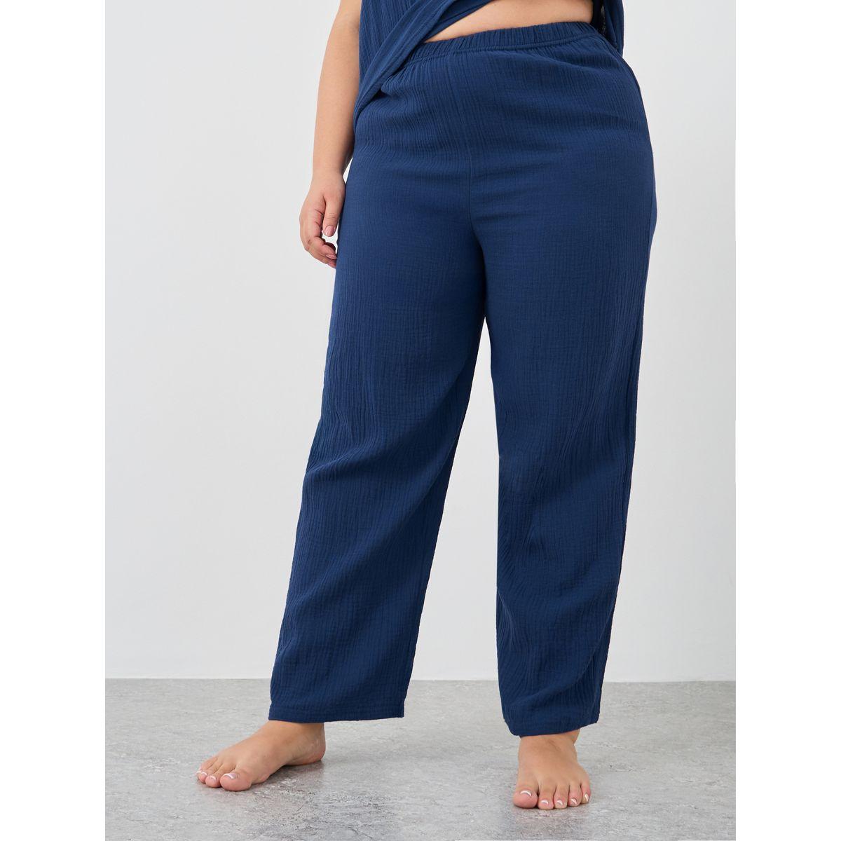 طقم بيجاما بمقاس كبير من بنطال وبلوزة كامي-women-clothing-nightwear-pyjamas-longsets-image-4