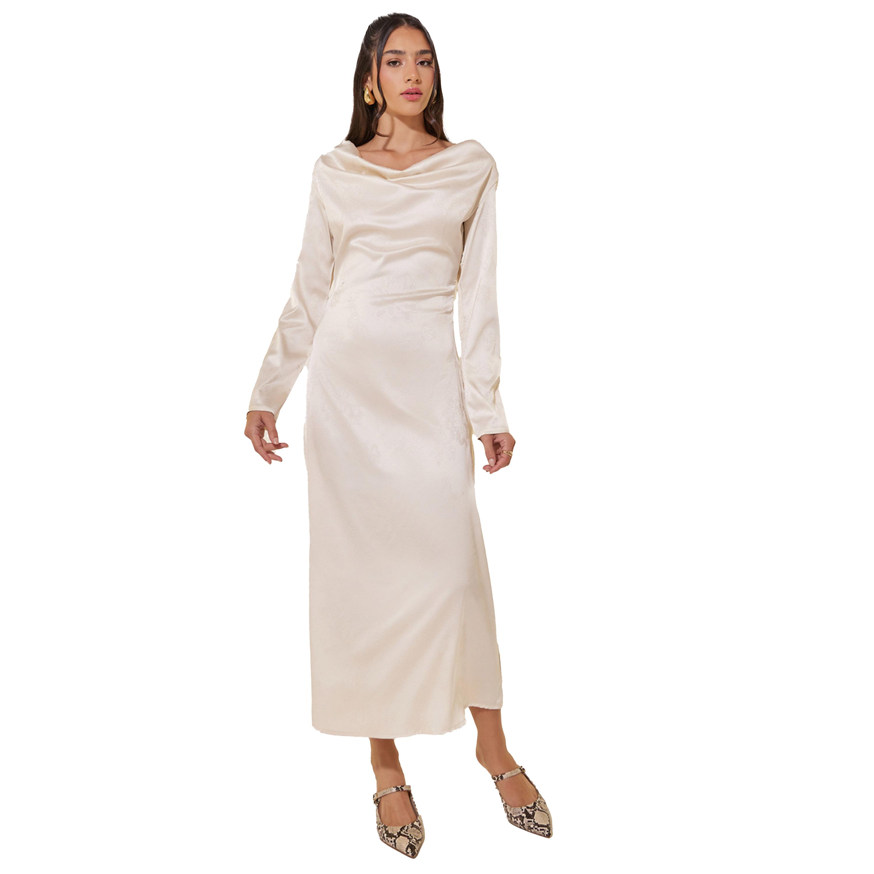 Take Two Jacquard Cowl Neck A-line Midi Dress-women-clothing-dresses-image-2