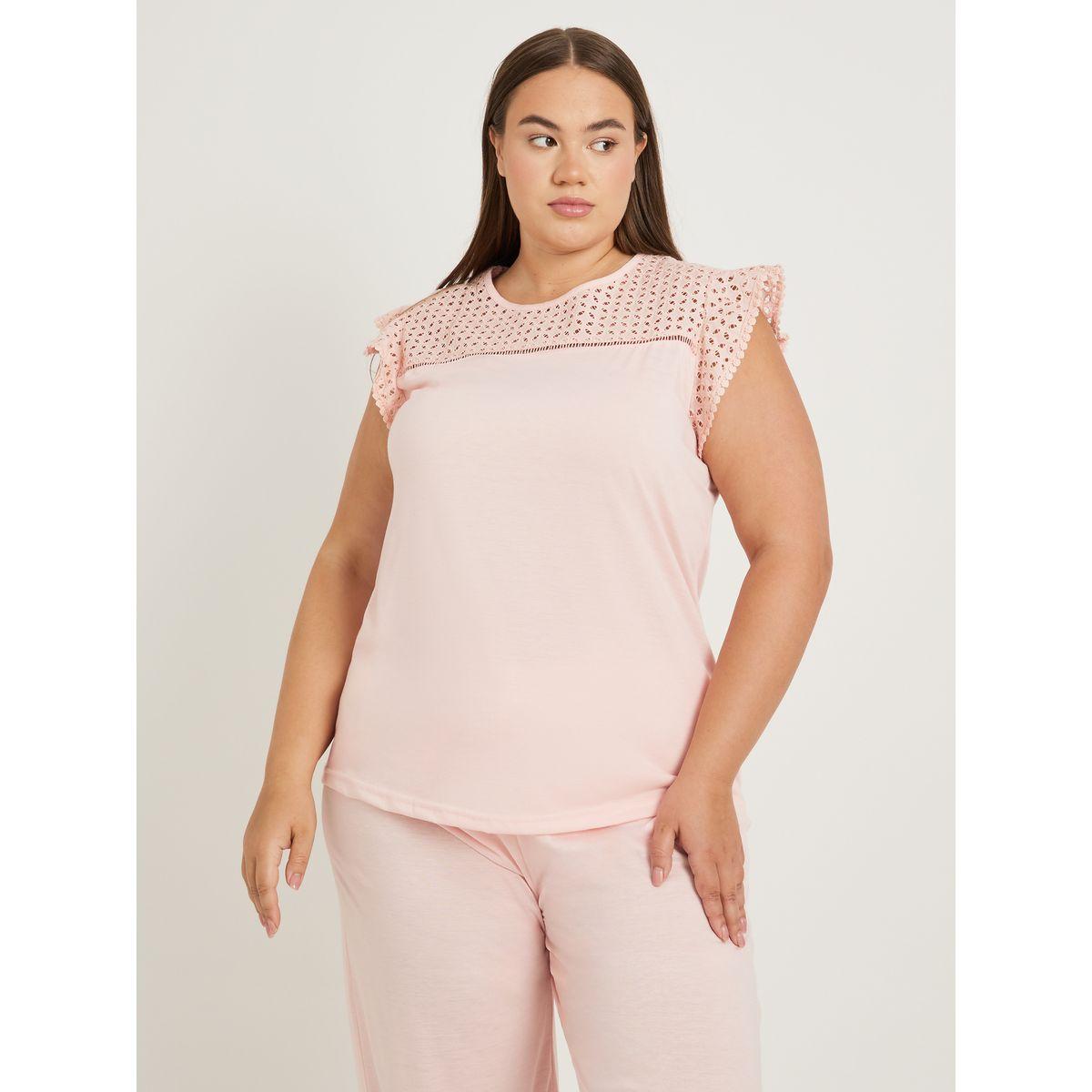 طقم بيجاما بمقاس كبير من بنطال وبلوزة شيفلي-women-clothing-nightwear-pyjamas-longsets-image-3