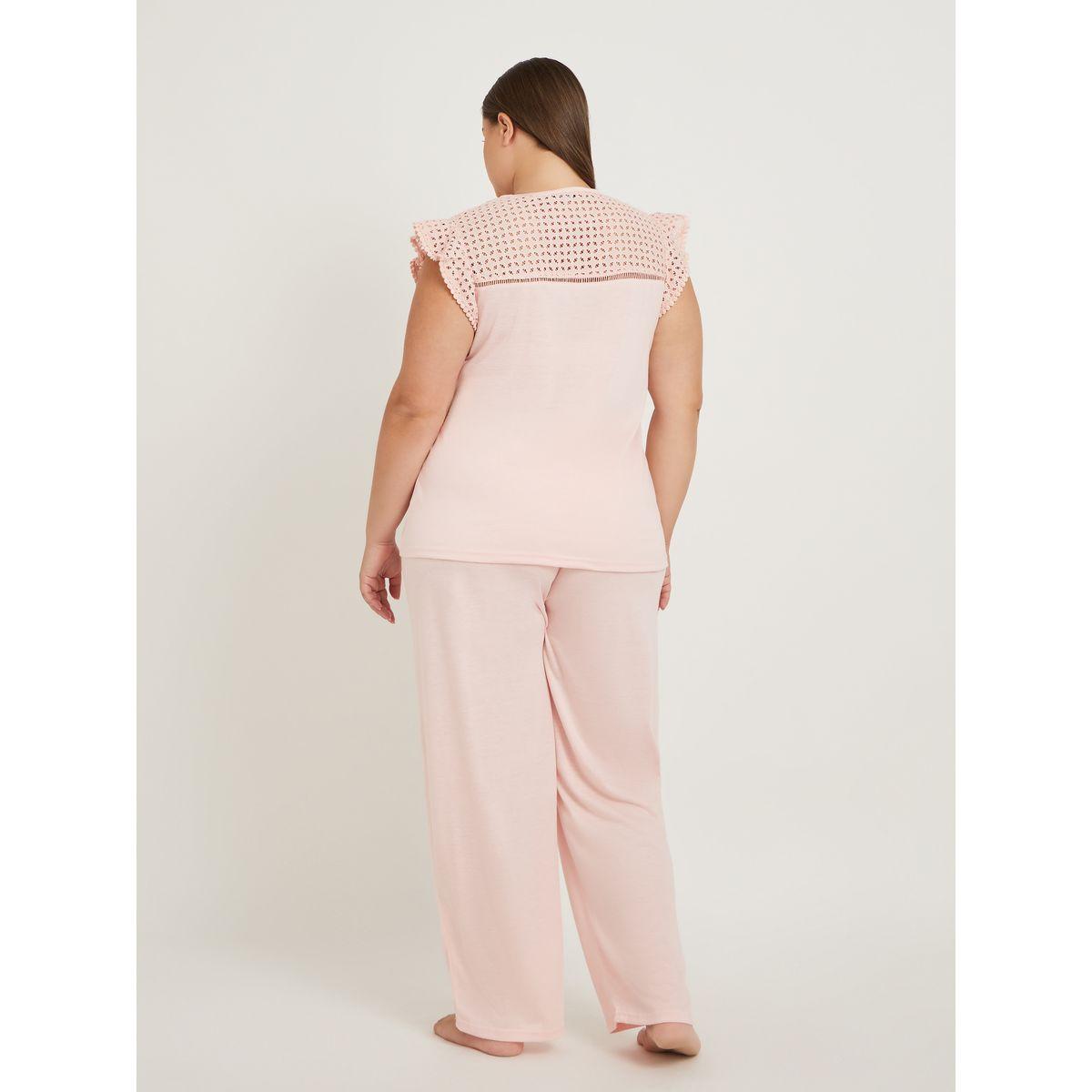 Styli Plus Size Schiffli Yoke Flat Pompom Detail Top and Pyjama Set-women-clothing-nightwear-pyjamas-longsets-image-5