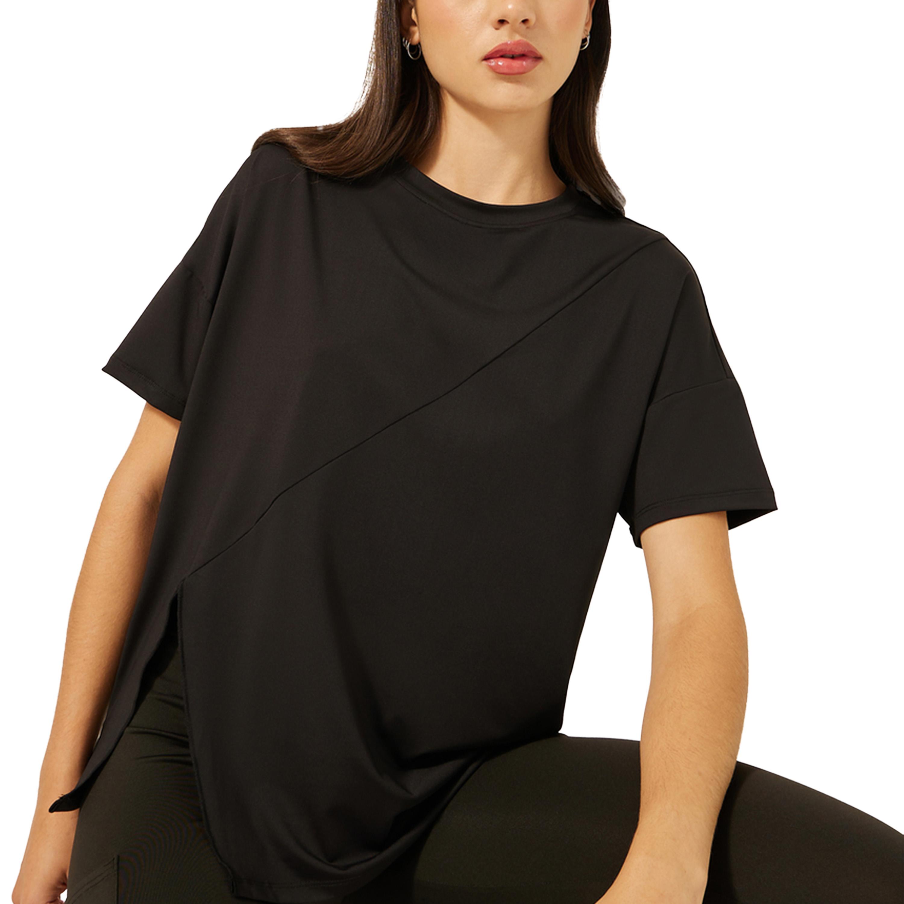 Styli Plain Side Slit Short Sleeve Top-men-clothing-sportswearandactivewear-tshirtsandpolos-image-1