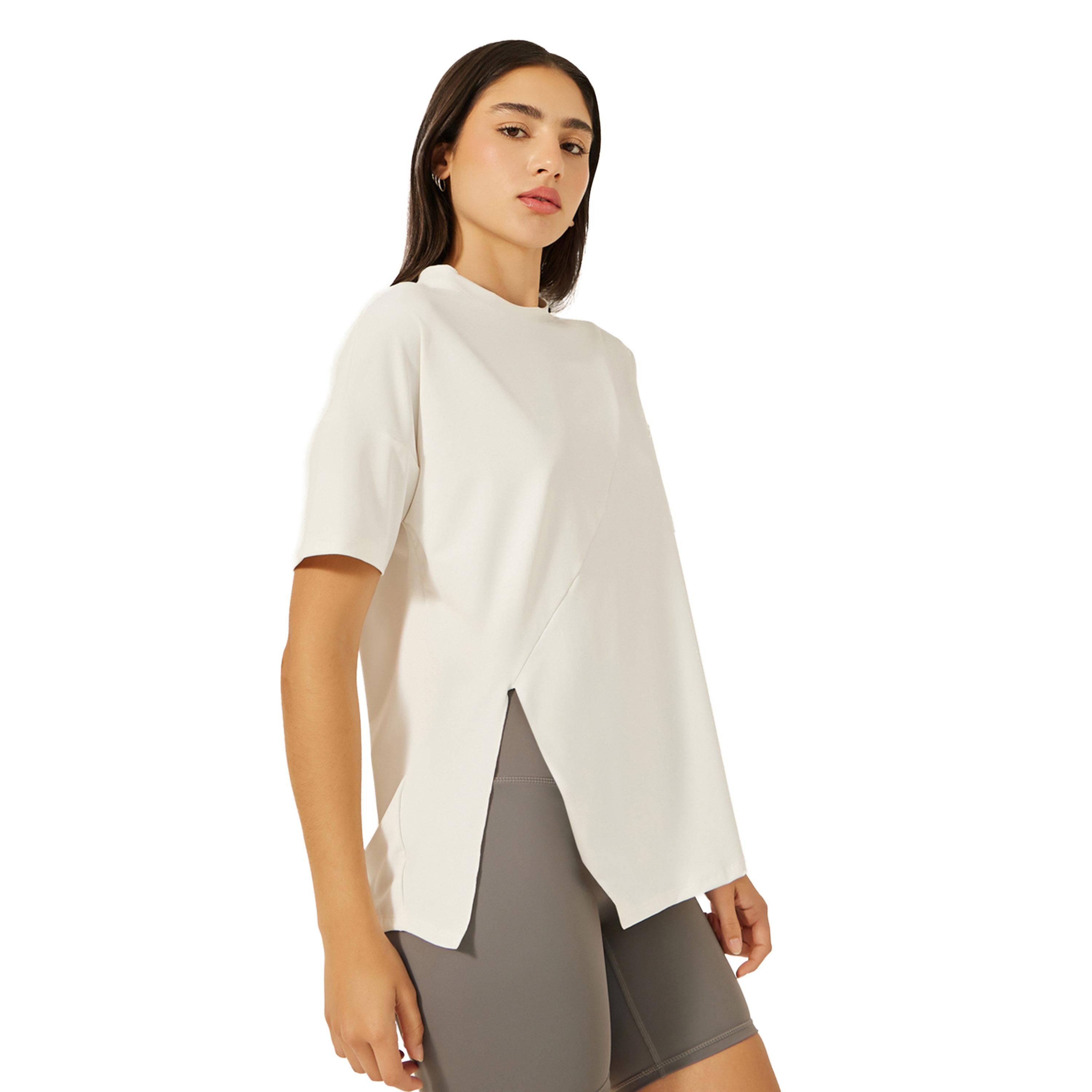 Styli Plain Side Slit Short Sleeve Top-women-clothing-sportswearandactivewear-tshirtsandvests-image-3