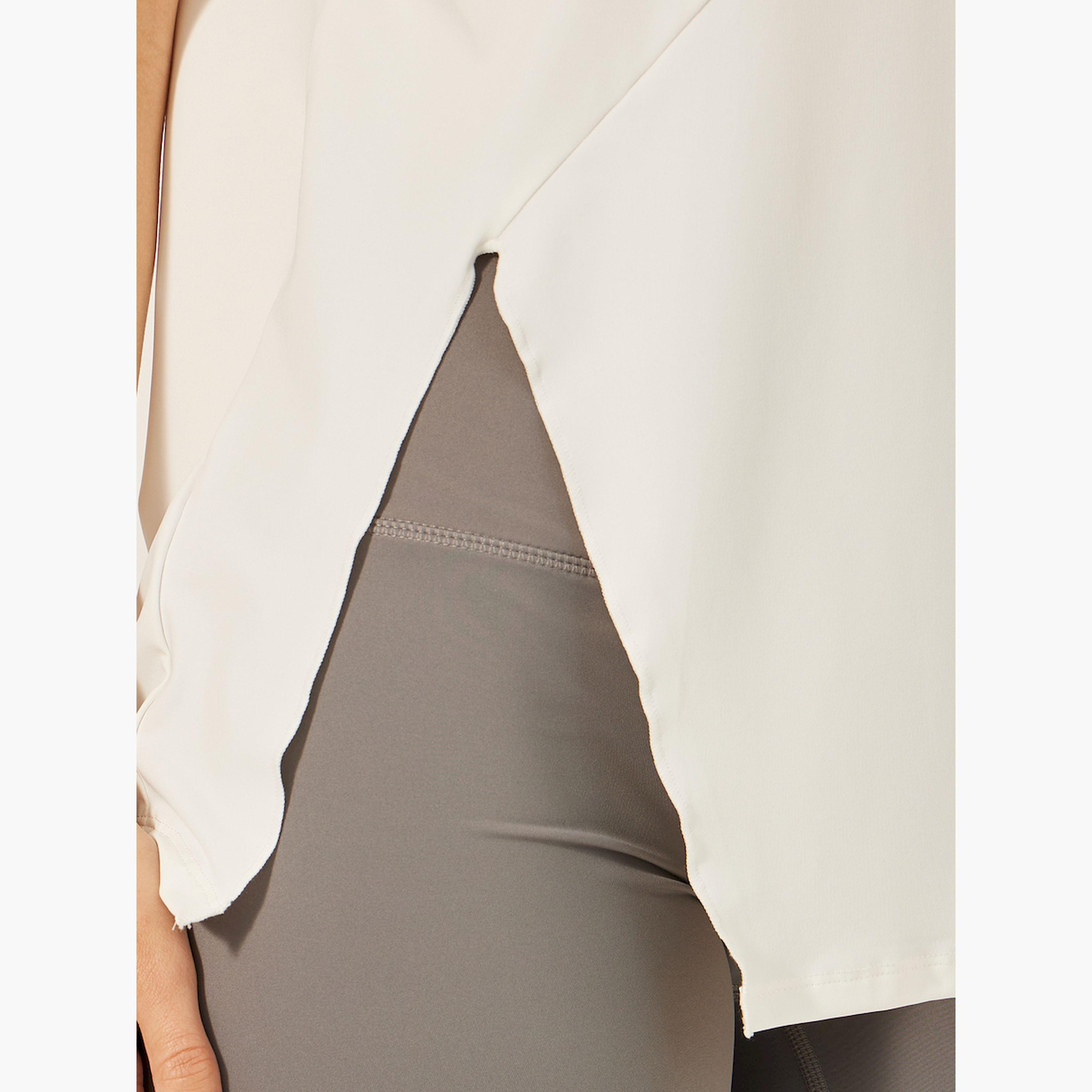 Styli Plain Side Slit Short Sleeve Top-women-clothing-sportswearandactivewear-tshirtsandvests-image-4