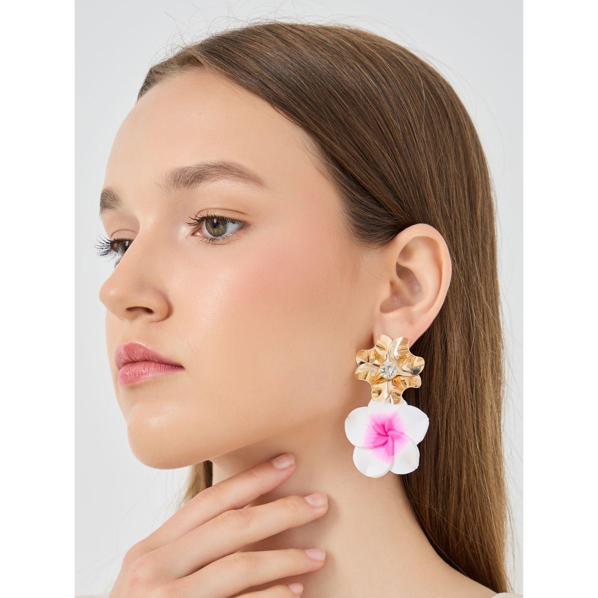 Styli Embellished Floral Dangle Earrings-women-watchesandjewellery-jewellery-earrings-image-2