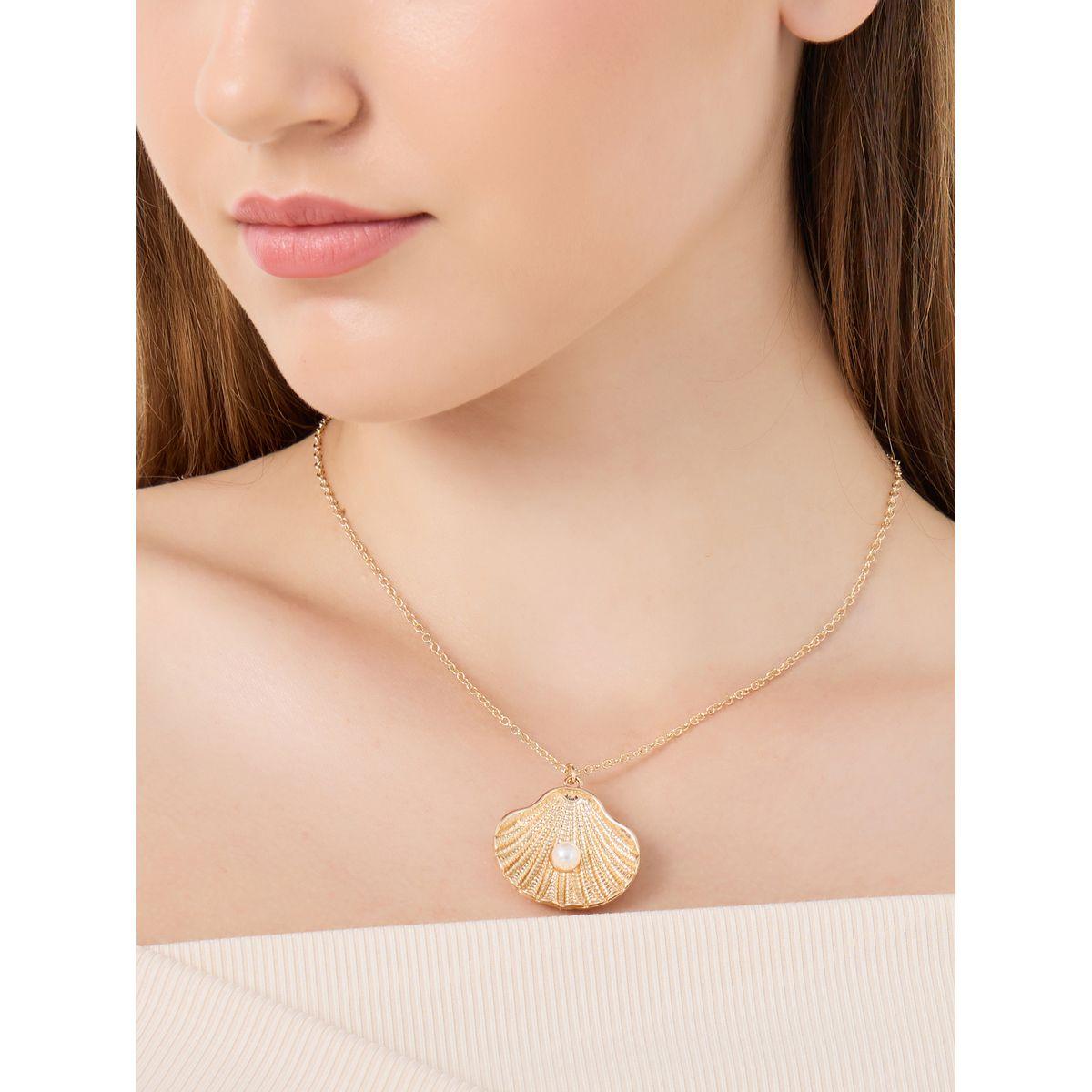 Styli Faux Pearl Detail Shell Pendant Necklace-women-watchesandjewellery-jewellery-necklacesandpendants-image-1