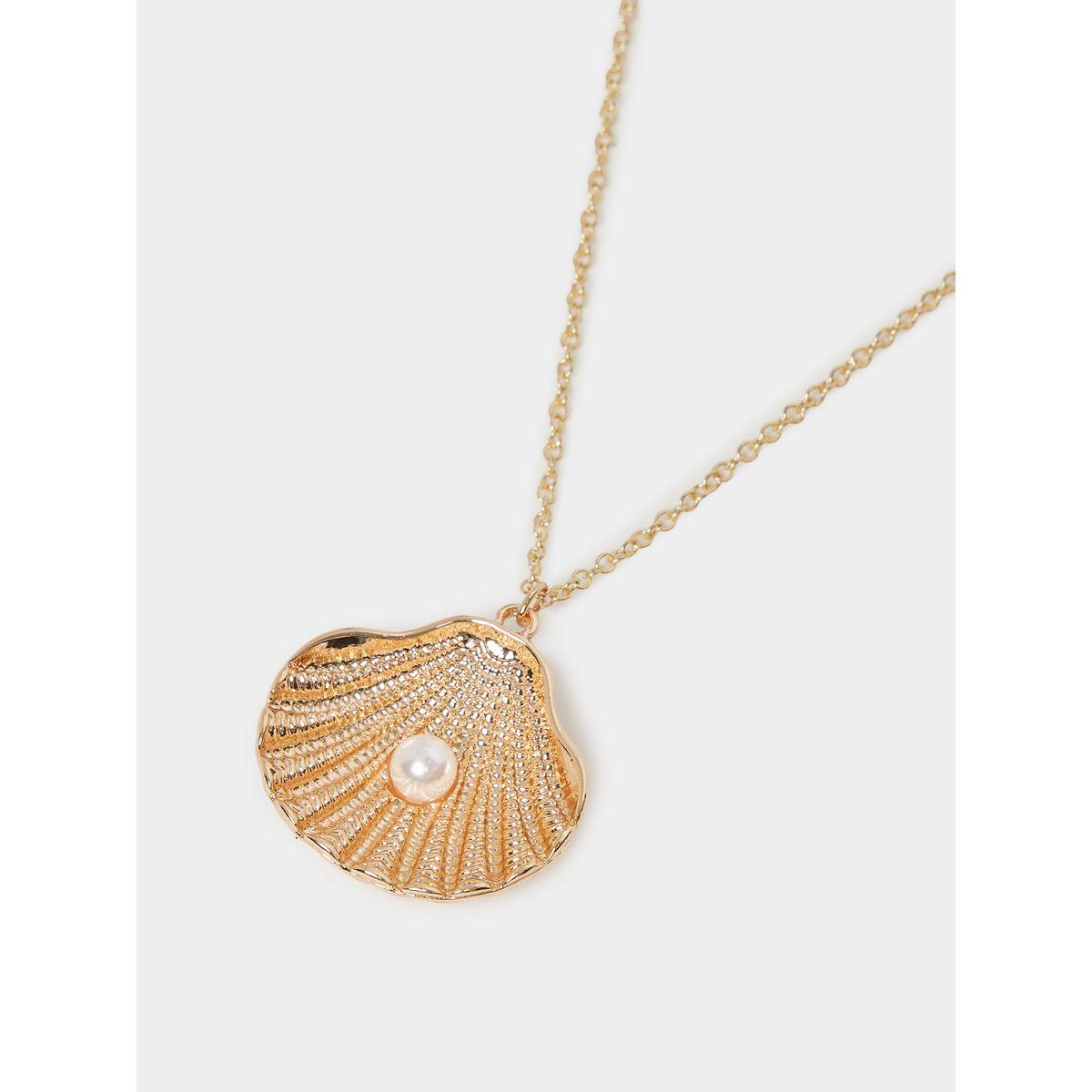 Styli Faux Pearl Detail Shell Pendant Necklace-women-watchesandjewellery-jewellery-necklacesandpendants-image-3