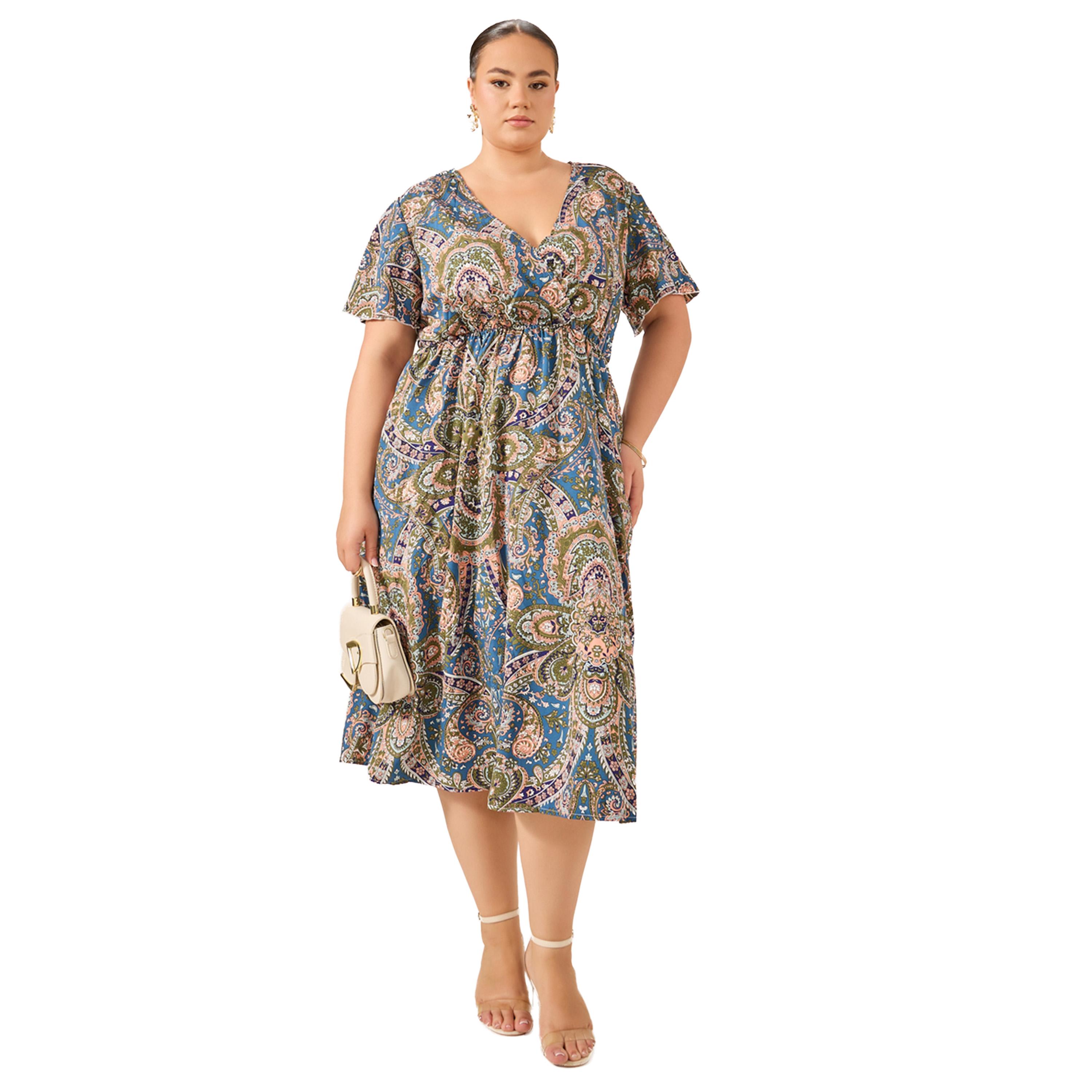 Styli Plus Size All-Over Printed Wrap Look A-Line Midi Dress-women-clothing-dresses-image-1