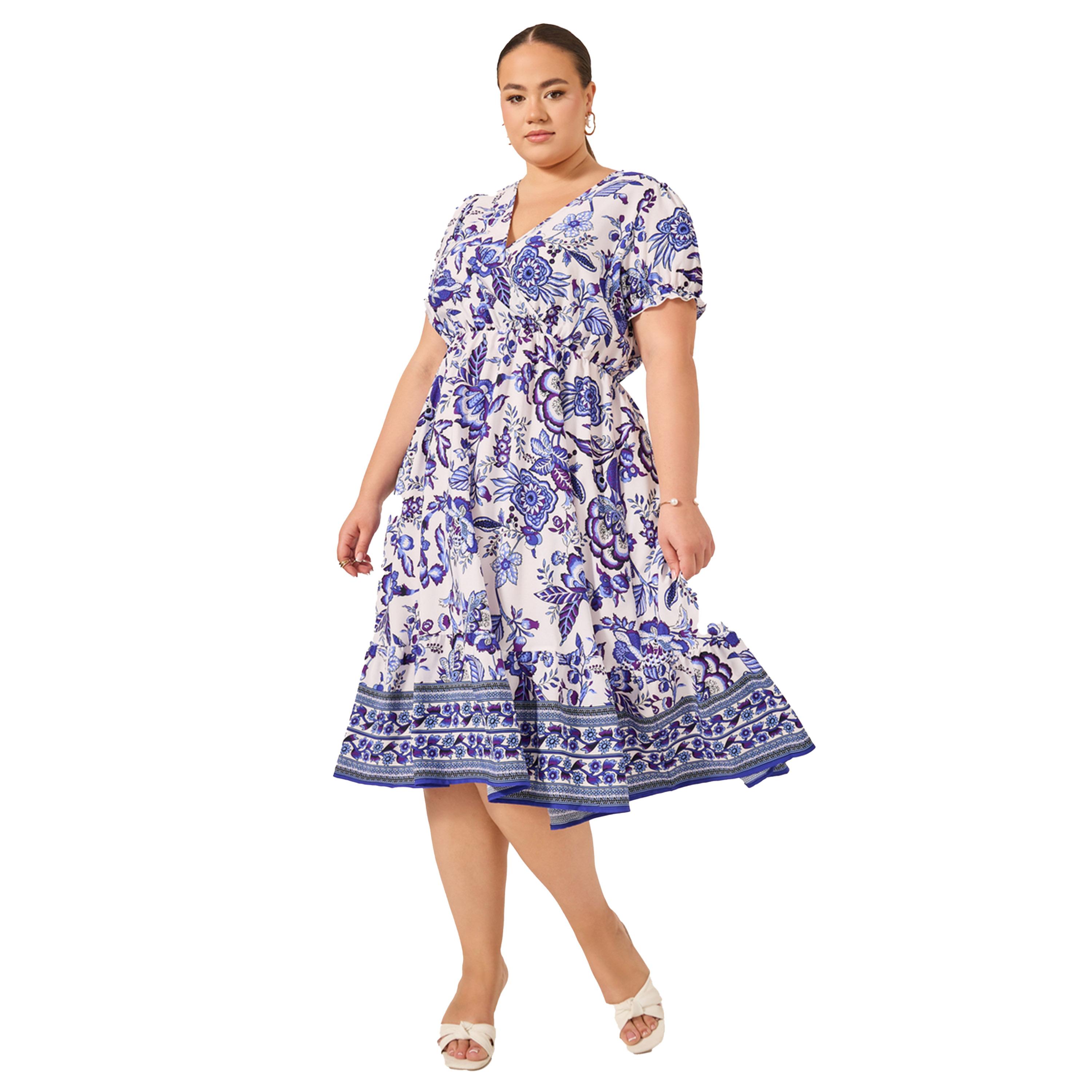 Styli Plus Size All-Over Printed Wrap Look A-Line Midi Dress-women-clothing-dresses-image-2