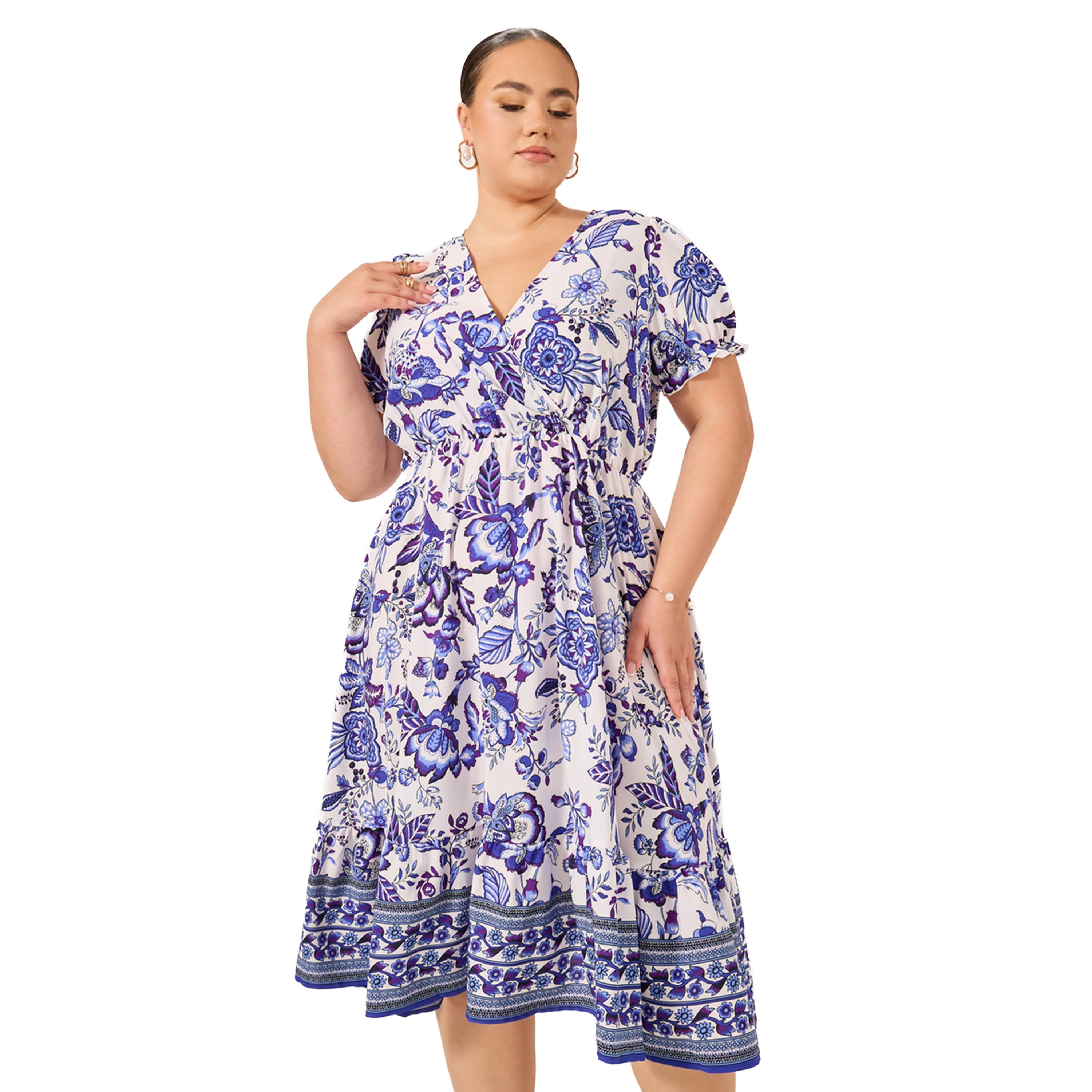 Styli Plus Size All-Over Printed Wrap Look A-Line Midi Dress-women-clothing-dresses-image-3