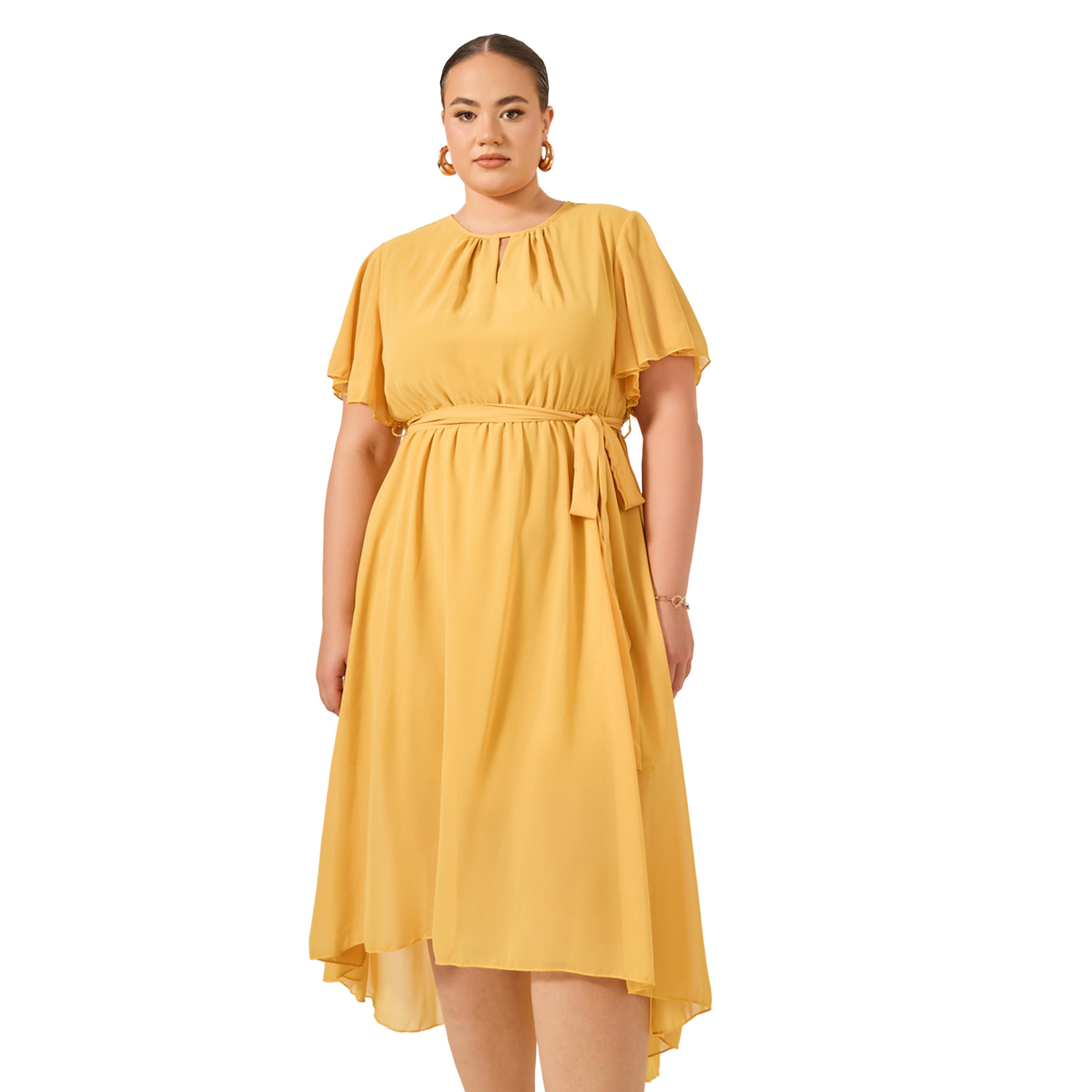 ستايلي - فستان ماكسي طويل بقصة A وحزام مقاس كبير-women-clothing-dresses-image-4