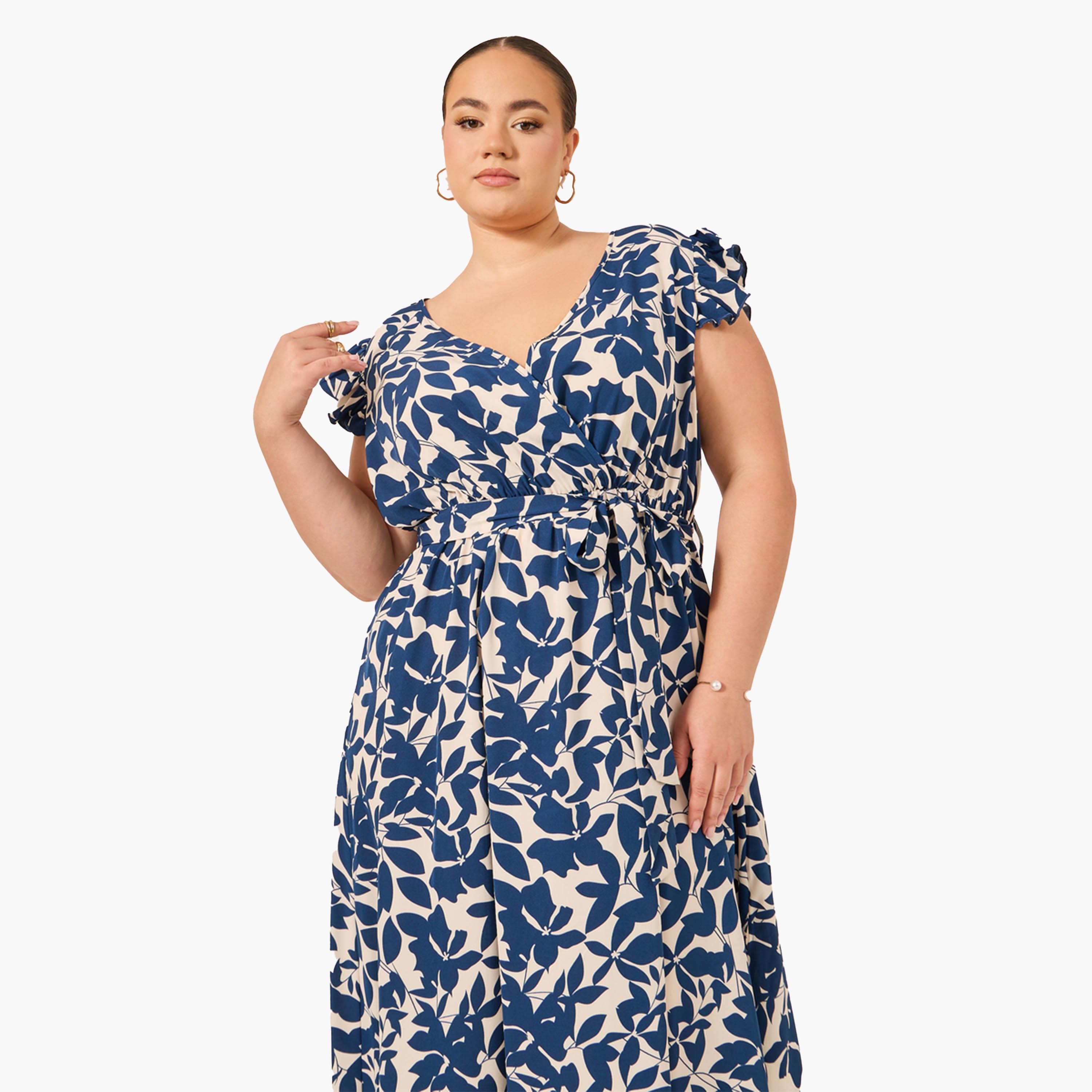Styli Plus Size Printed Frill Sleeve Midi Dress-women-clothing-dresses-image-3