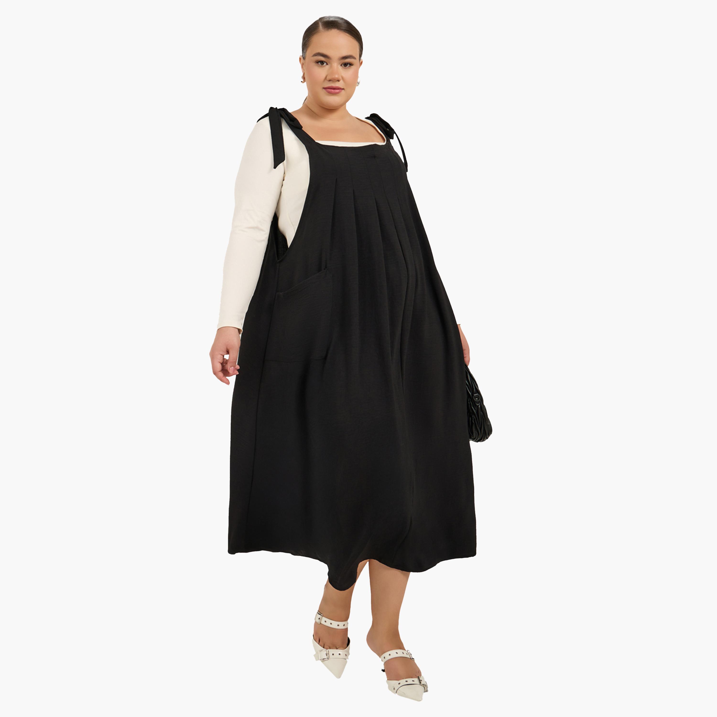 ستايلي - فستان ماكسي بقصة A وأربطة بمقاس كبير-women-clothing-dresses-image-1