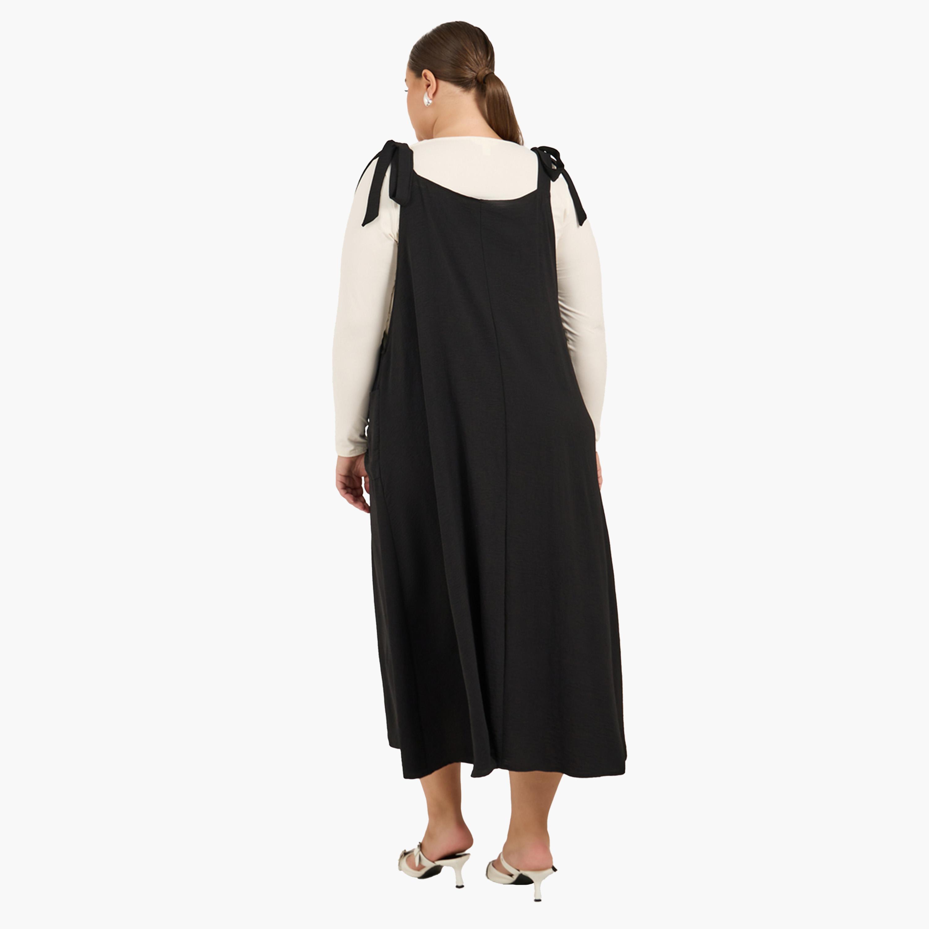 ستايلي - فستان ماكسي بقصة A وأربطة بمقاس كبير-women-clothing-dresses-image-5