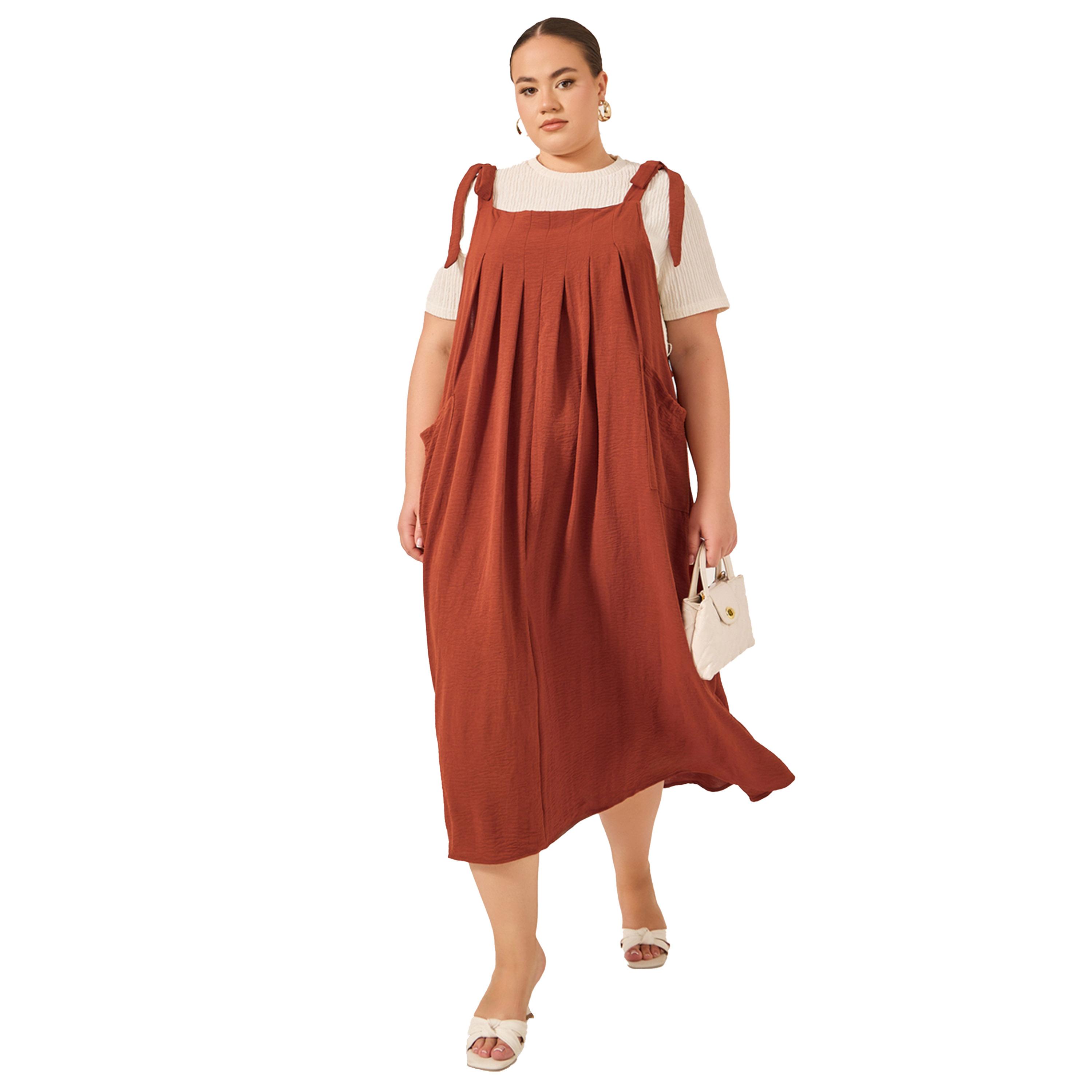Styli Plus Size Solid Pleated Pinafore Midi Dress-women-clothing-dresses-image-2