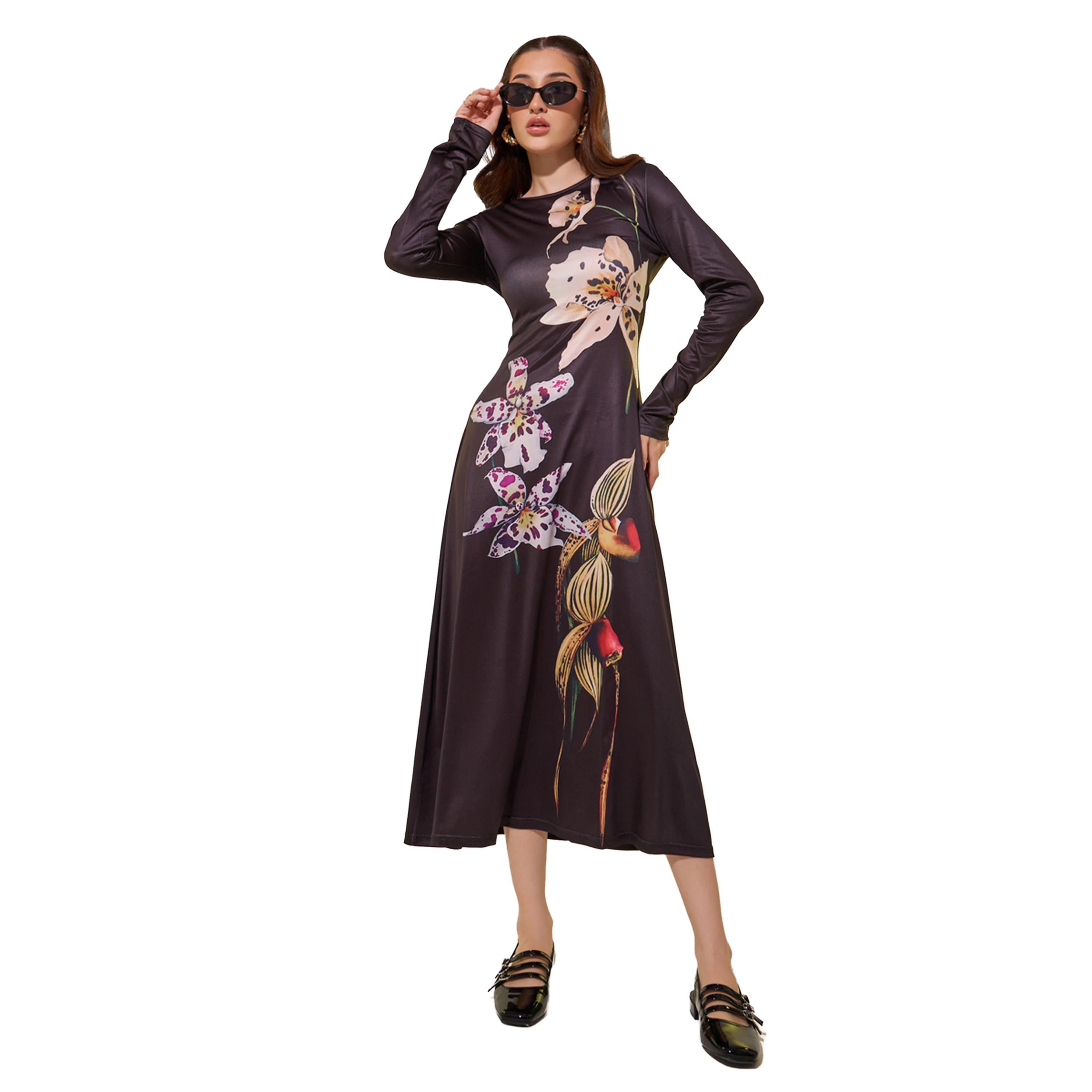فستان ميدي بحافة واسعة وأكمام طويلة-women-clothing-dresses-image-1