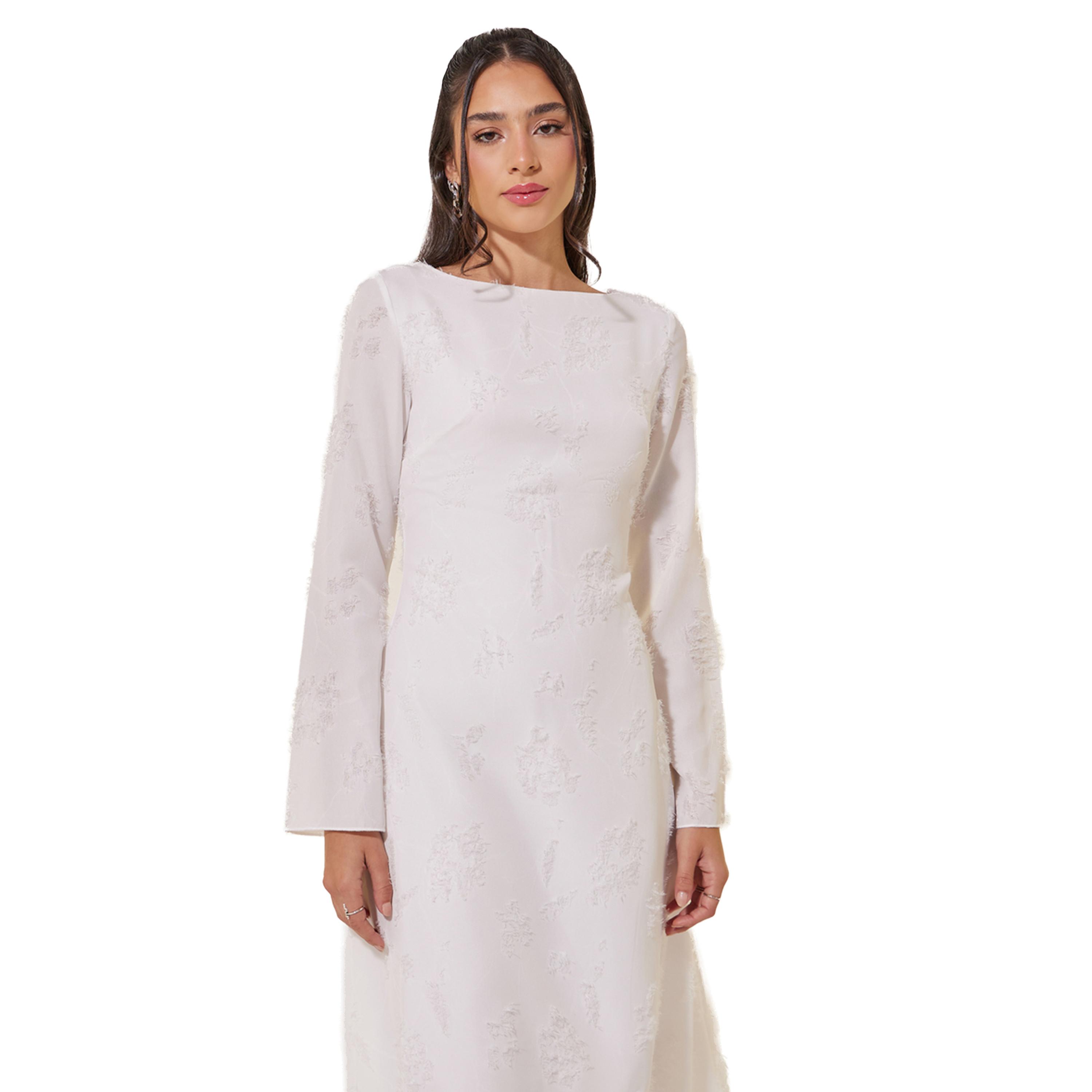 فستان ميدي بحافة واسعة وياقة بنمط قارب-women-clothing-dresses-image-3