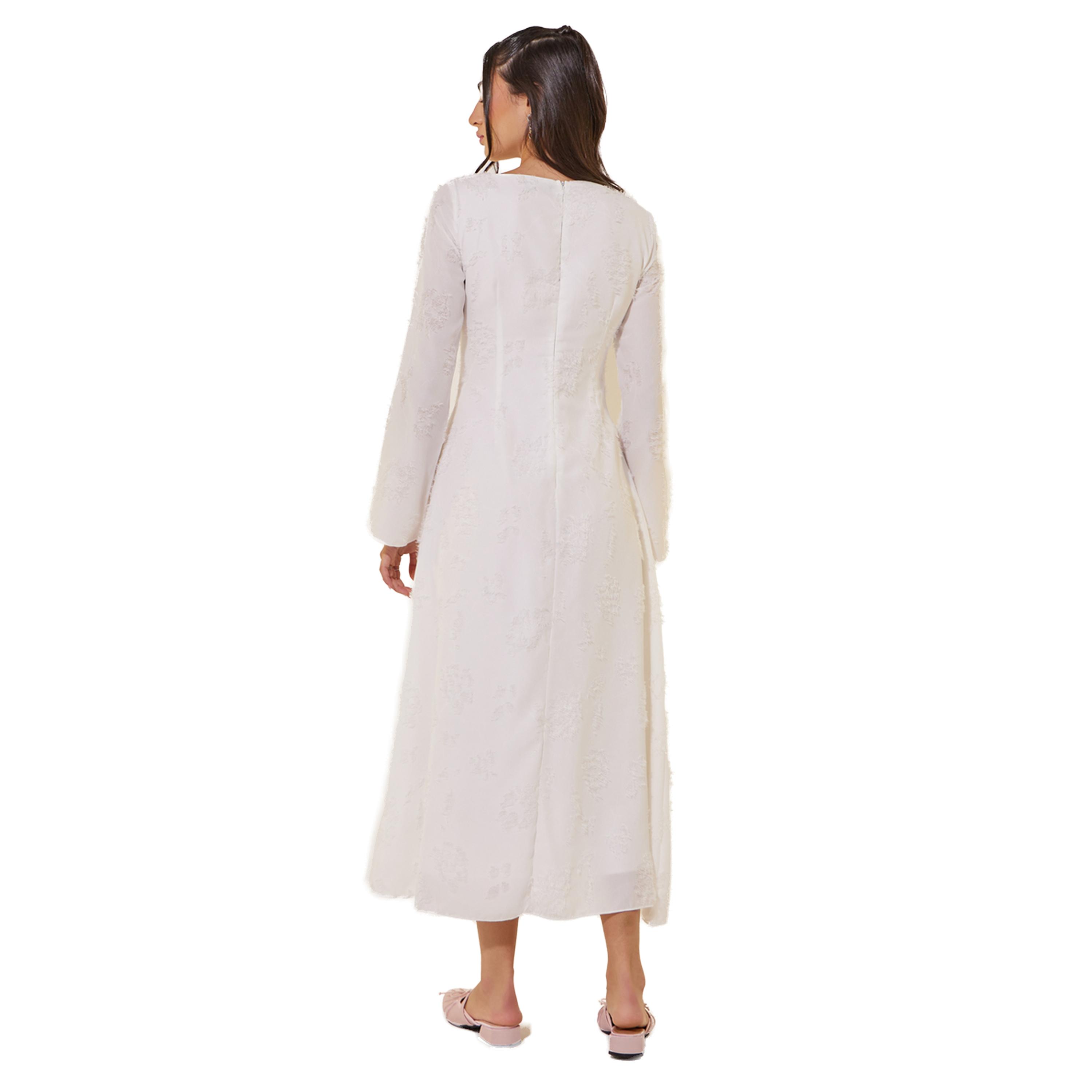فستان ميدي بحافة واسعة وياقة بنمط قارب-women-clothing-dresses-image-5