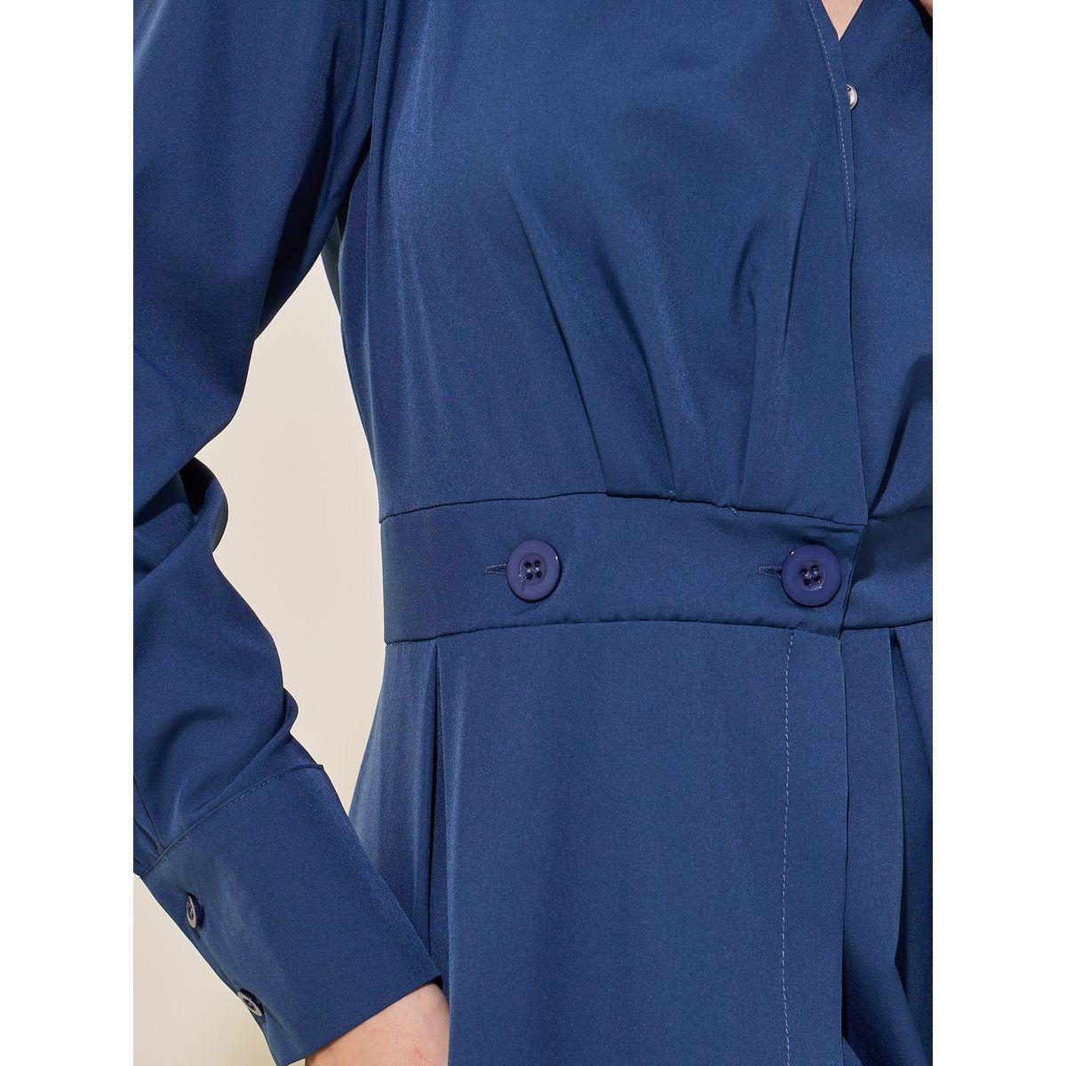 Styli Solid Long Sleeve Wrap Look A-Line Midi Dress-women-clothing-dresses-image-4