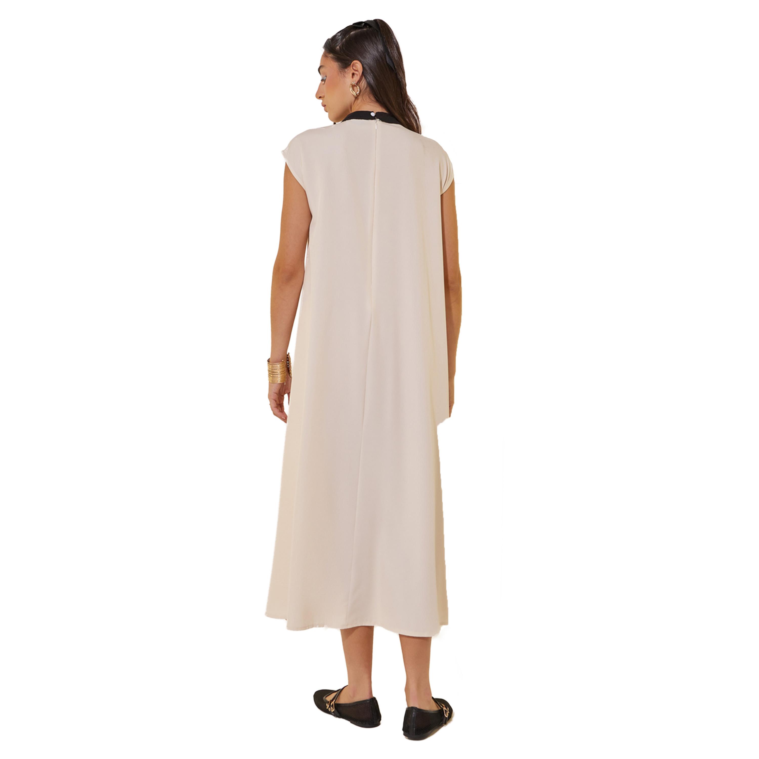 Take Two Solid Tie-Up Neck A-Line Midi Dress-women-clothing-dresses-image-5