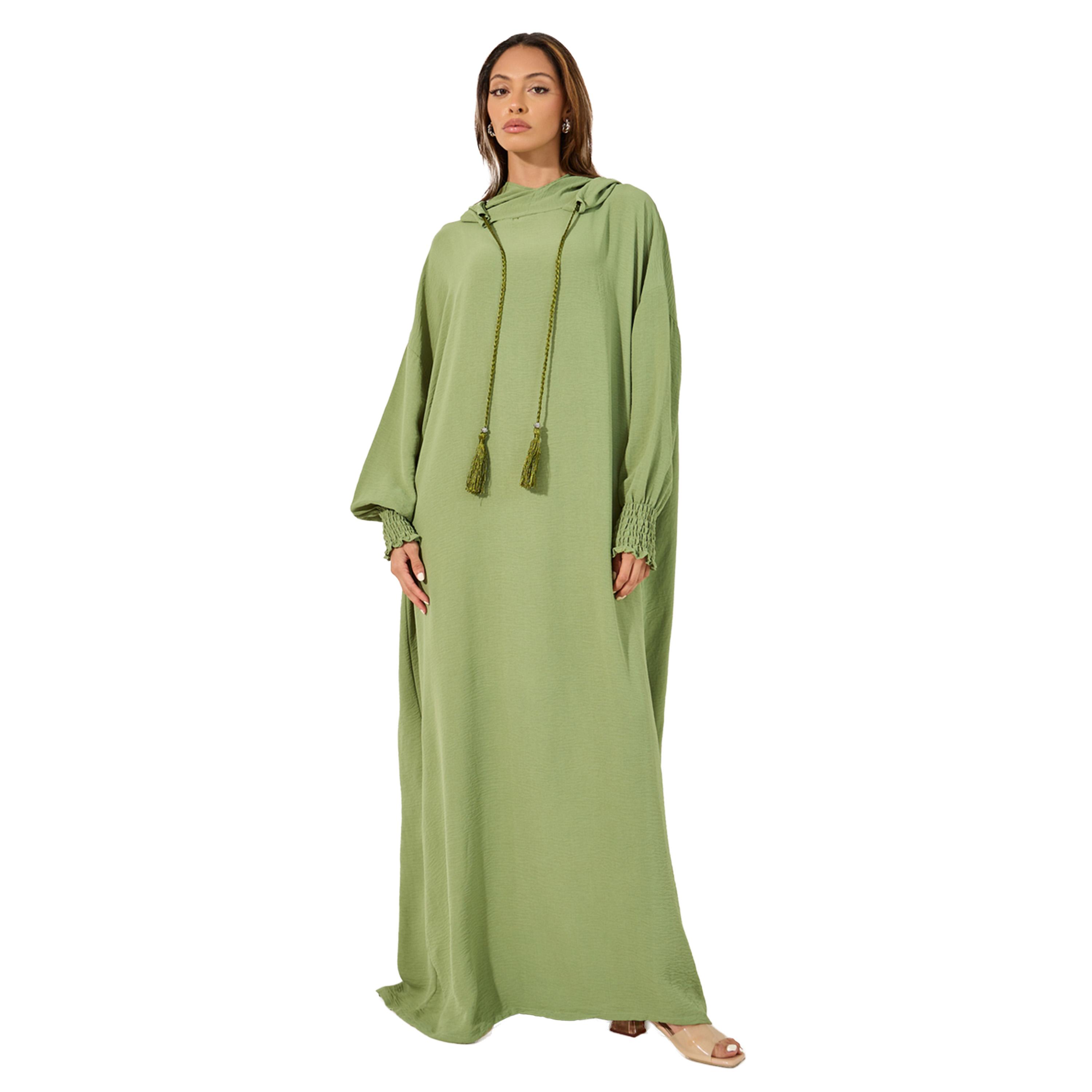 أميرة x ستايلي جلابية فضفاضة بياقة هودي وشراشيب-women-arabicclothing-jalabiyas-image-1