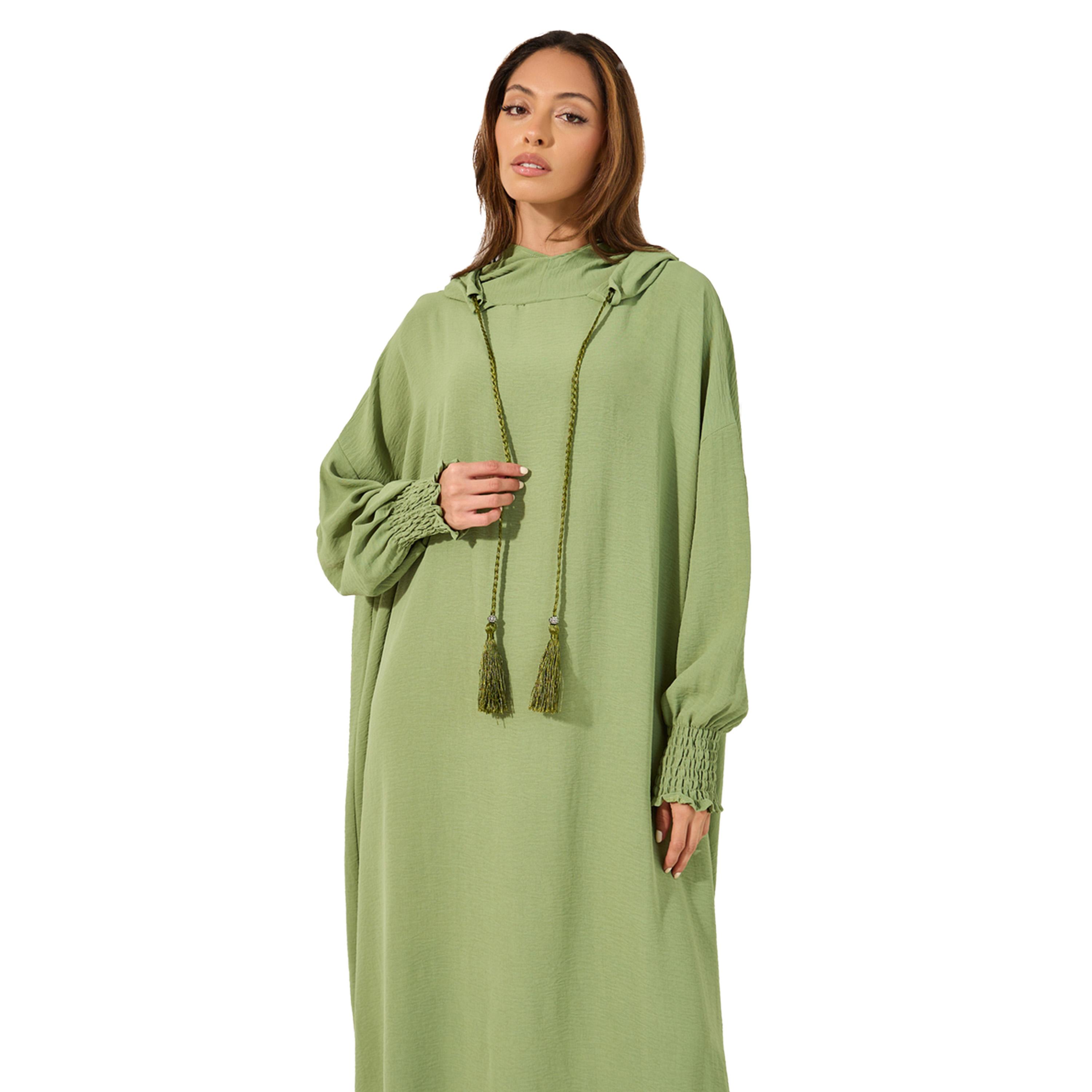Amirah X Styli Oversized Hooded Jalabyia with Tassel Detail-women-arabicclothing-jalabiyas-image-3