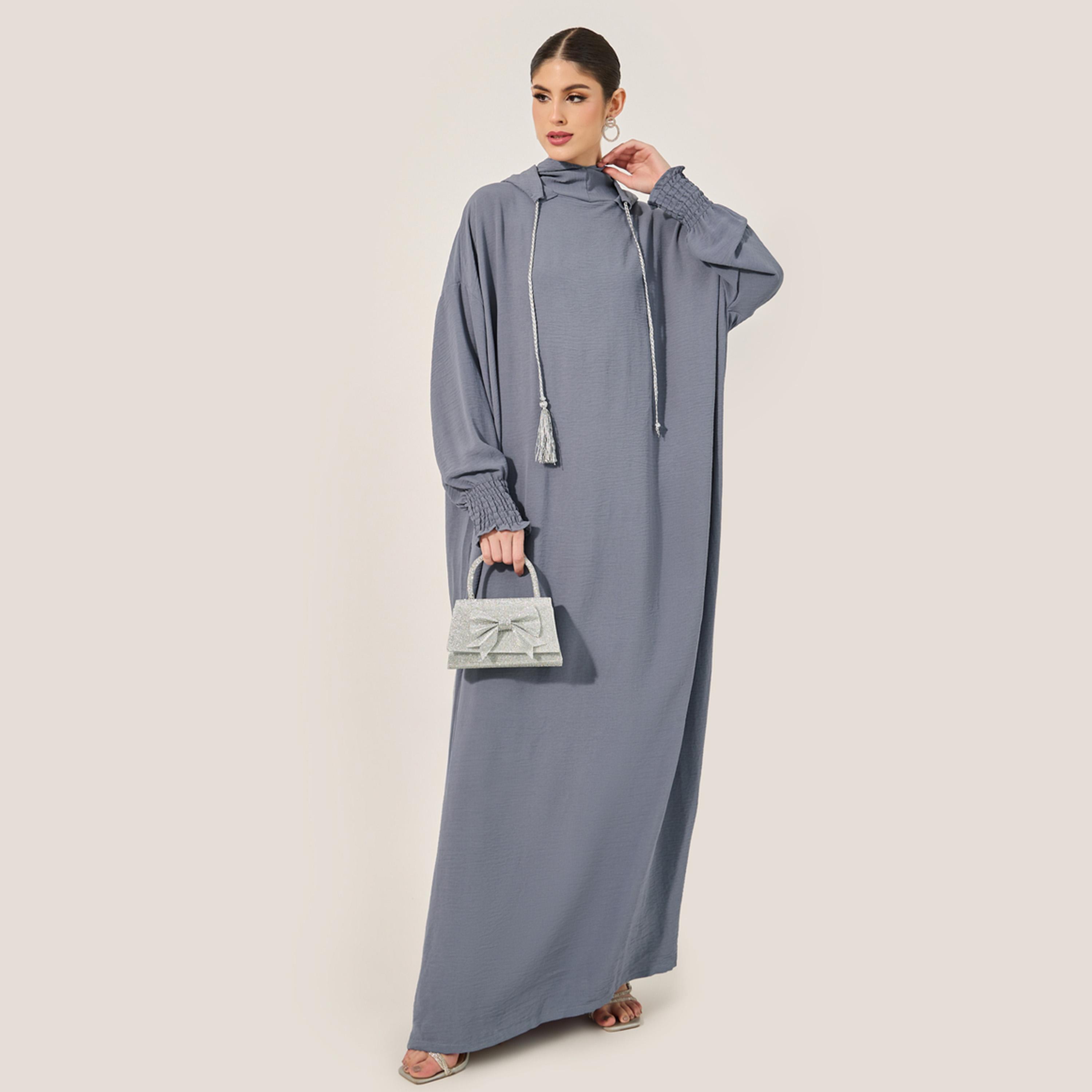 Styli Oversized Hooded Jalabiya with Tassel Detail-women-arabicclothing-jalabiyas-image-1