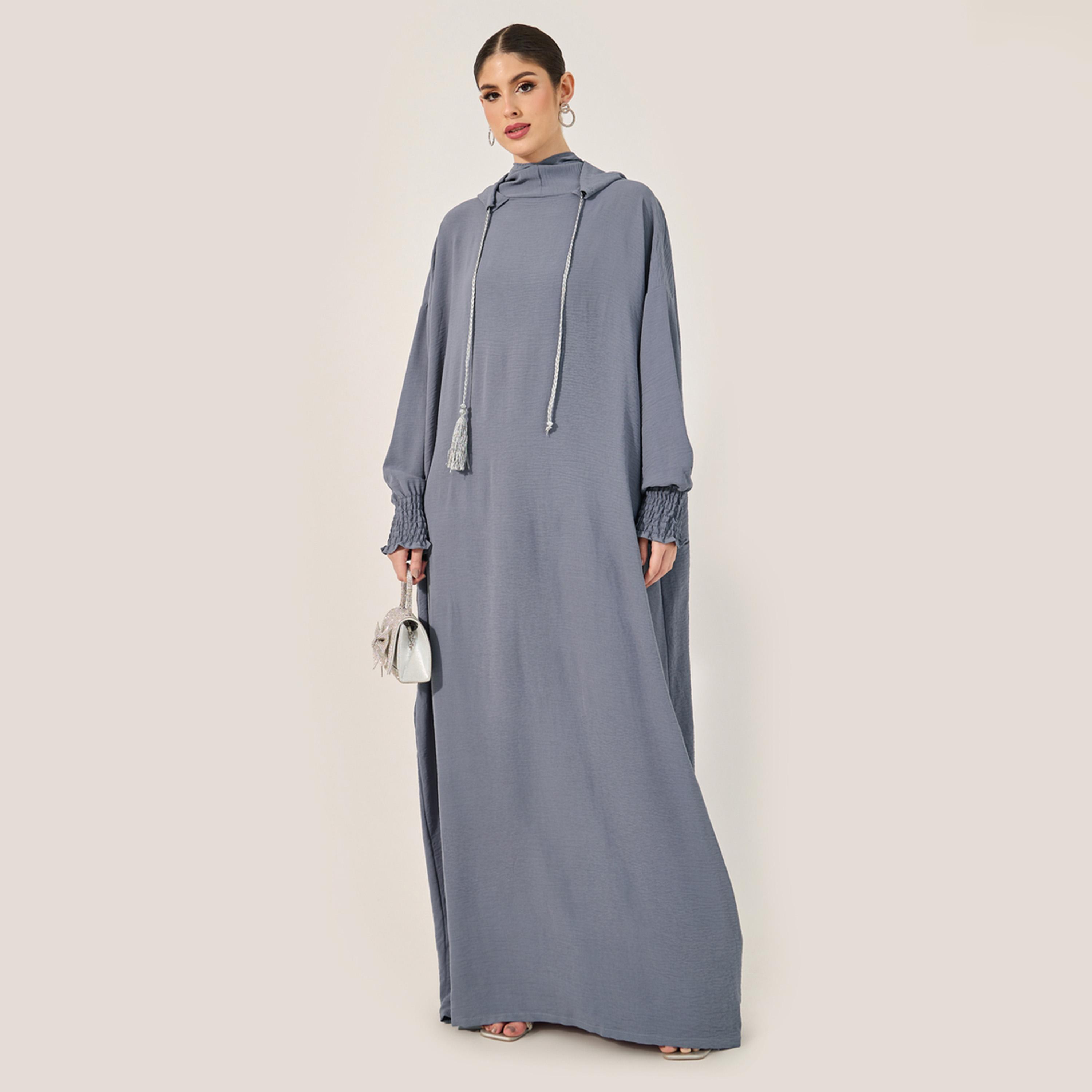 Styli Oversized Hooded Jalabiya with Tassel Detail-women-arabicclothing-jalabiyas-image-2