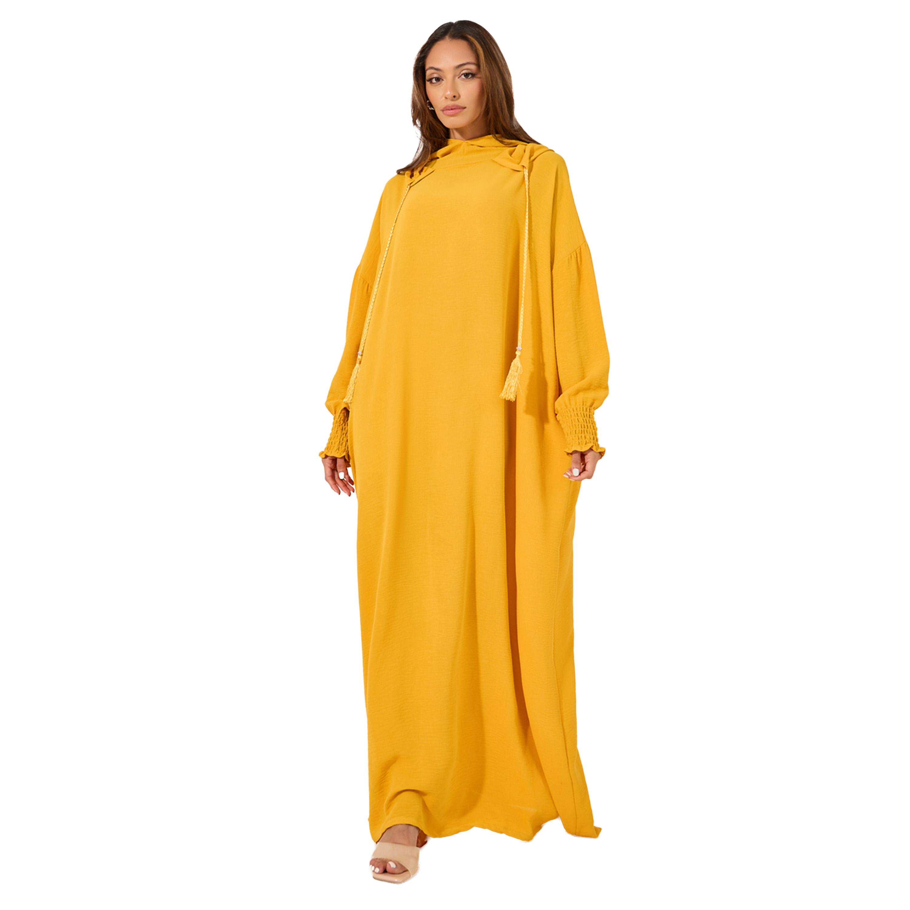 أميرة x ستايلي جلابية فضفاضة بياقة هودي وشراشيب-women-arabicclothing-jalabiyas-image-1