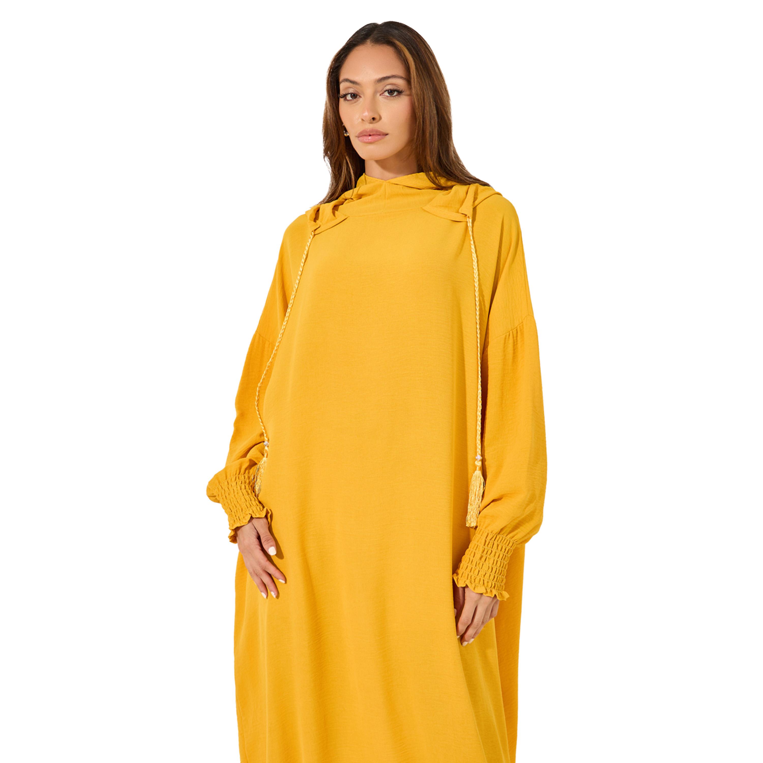 أميرة x ستايلي جلابية فضفاضة بياقة هودي وشراشيب-women-arabicclothing-jalabiyas-image-3