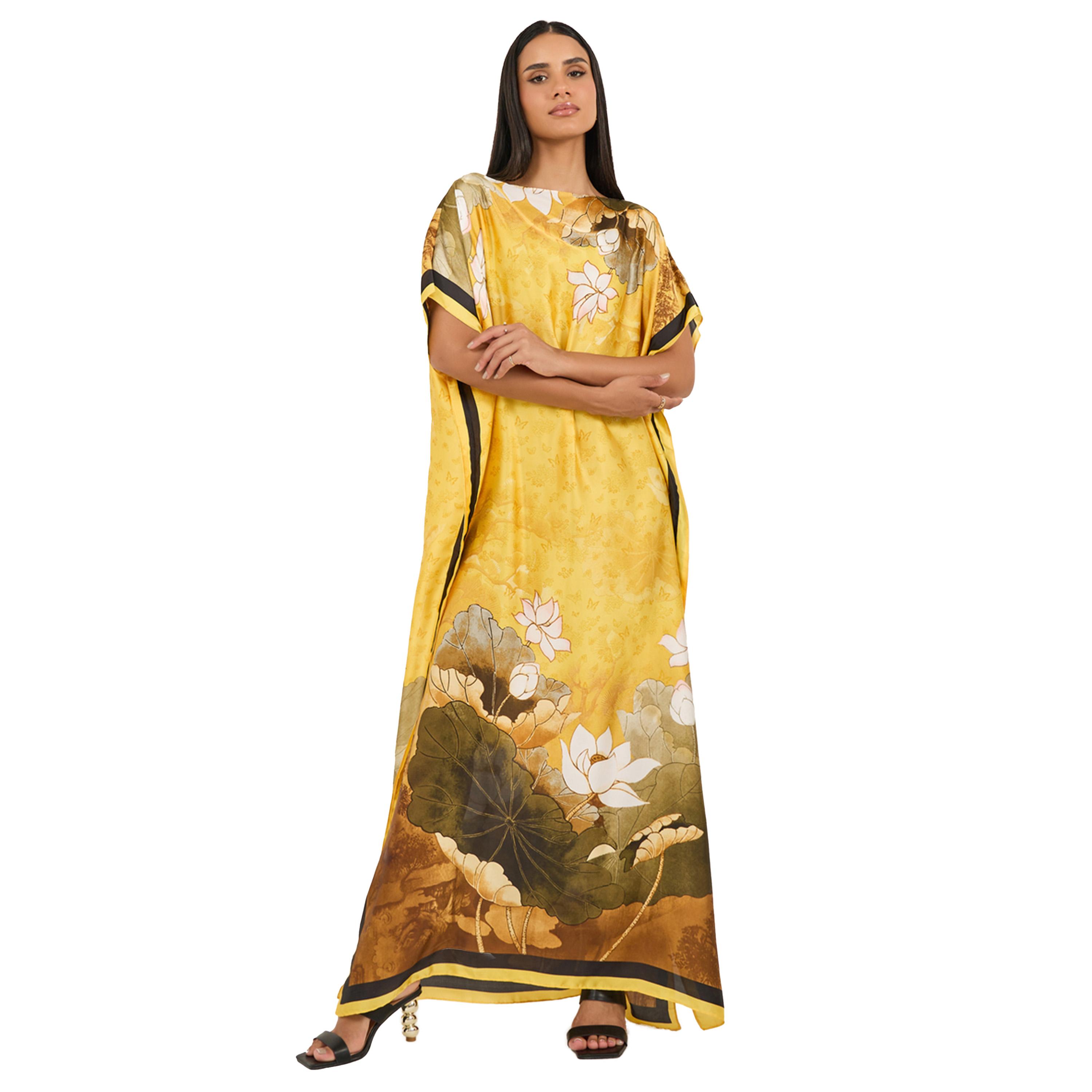 أميرة x ستايلي قفطان بطبعة زهور مع وشاح رأس-women-arabicclothing-kaftan-image-2