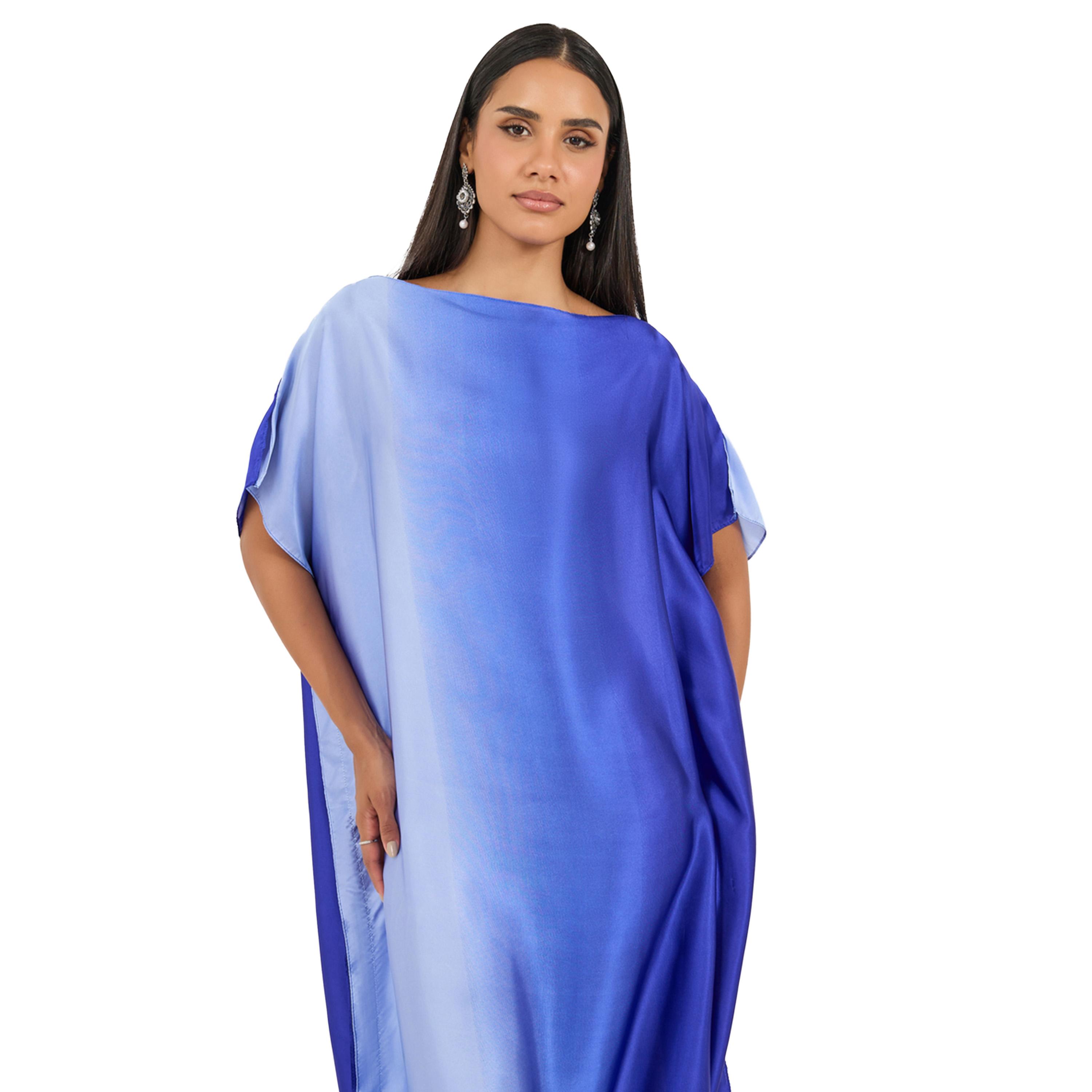 ستايلي - قفطان أومبري بأكمام قصيرة وقصة فضفاضة مع وشاح-women-arabicclothing-kaftan-image-3