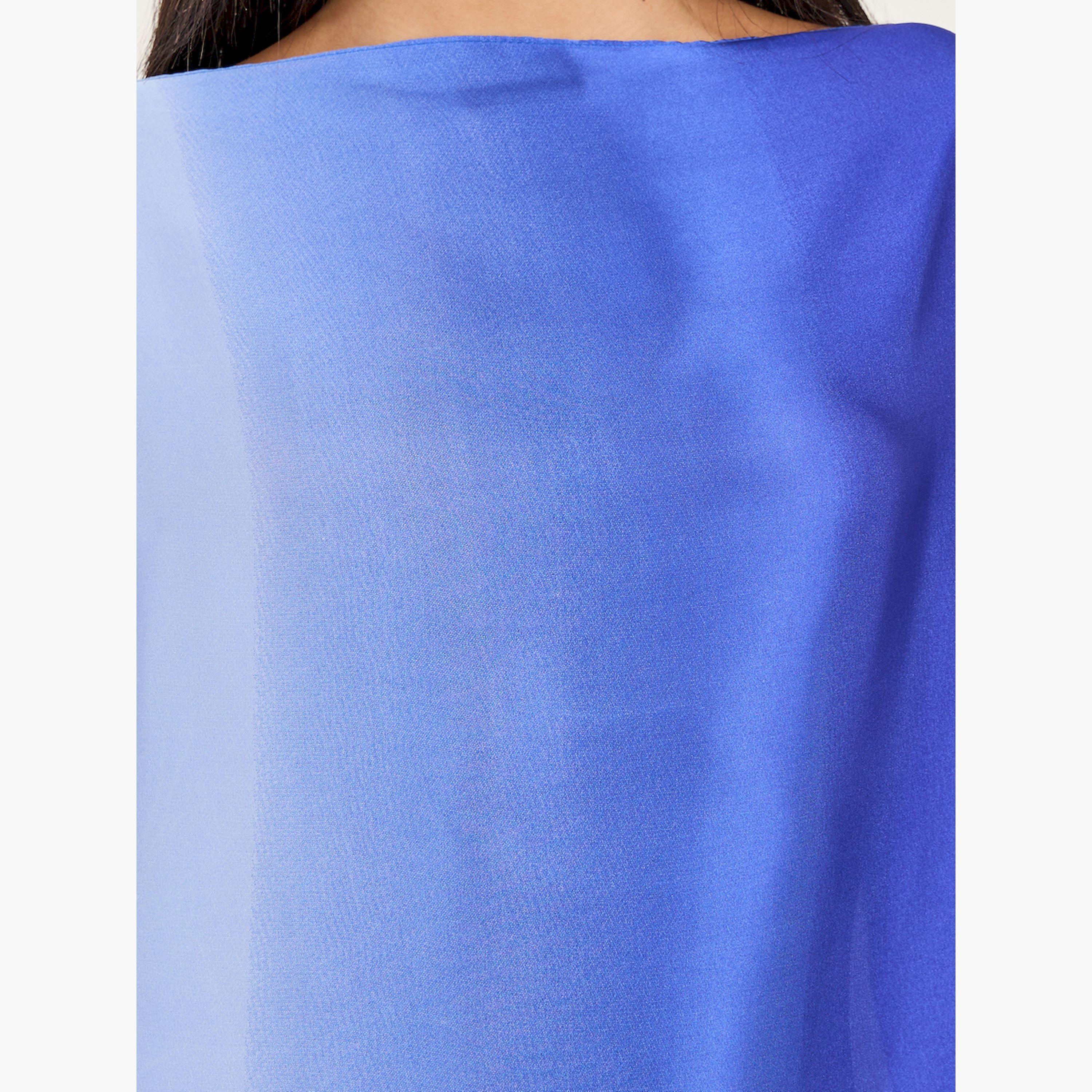 ستايلي - قفطان أومبري بأكمام قصيرة وقصة فضفاضة مع وشاح-women-arabicclothing-kaftan-image-4