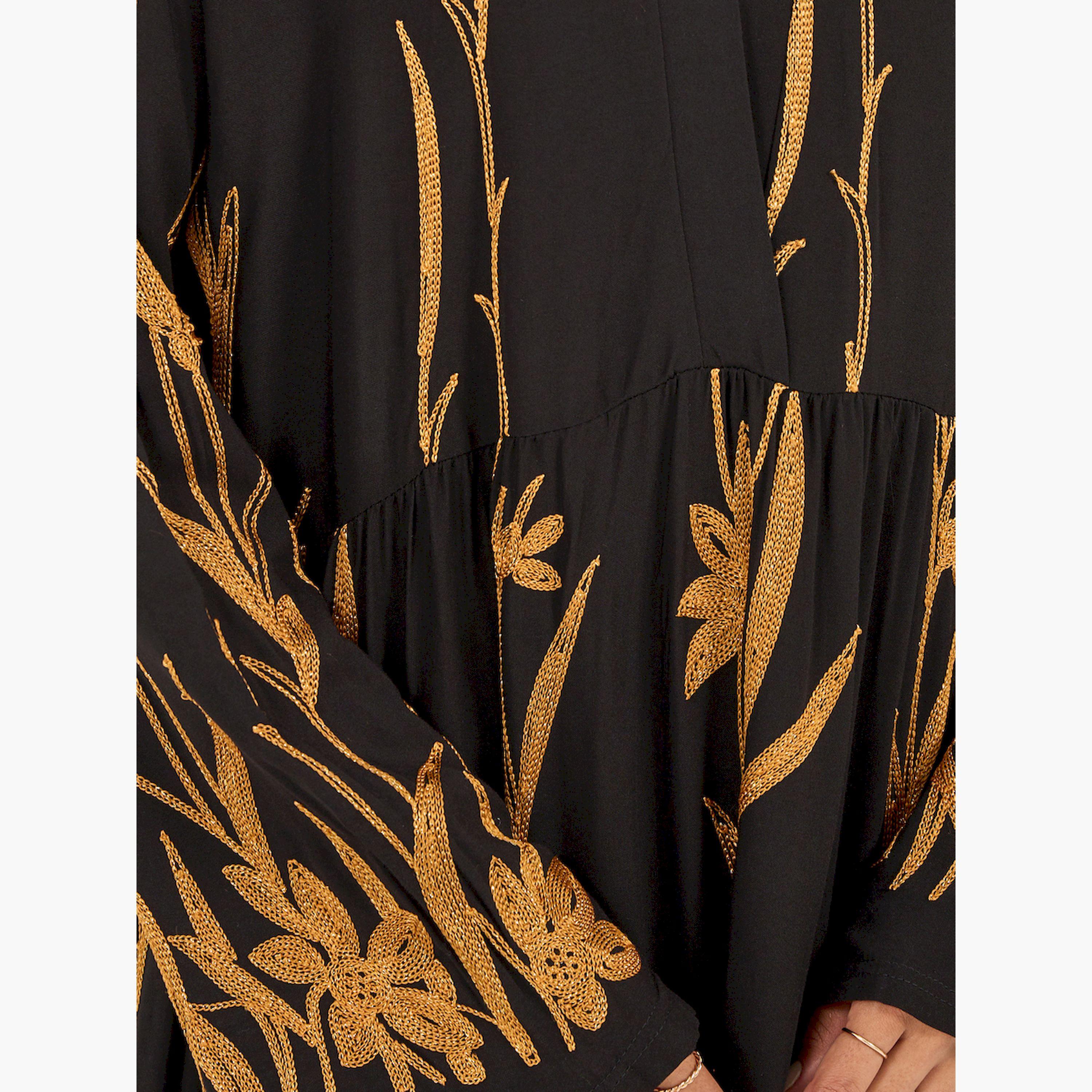 Styli All-Over Printed Collared A-Line Jalabiya-women-arabicclothing-jalabiyas-image-4