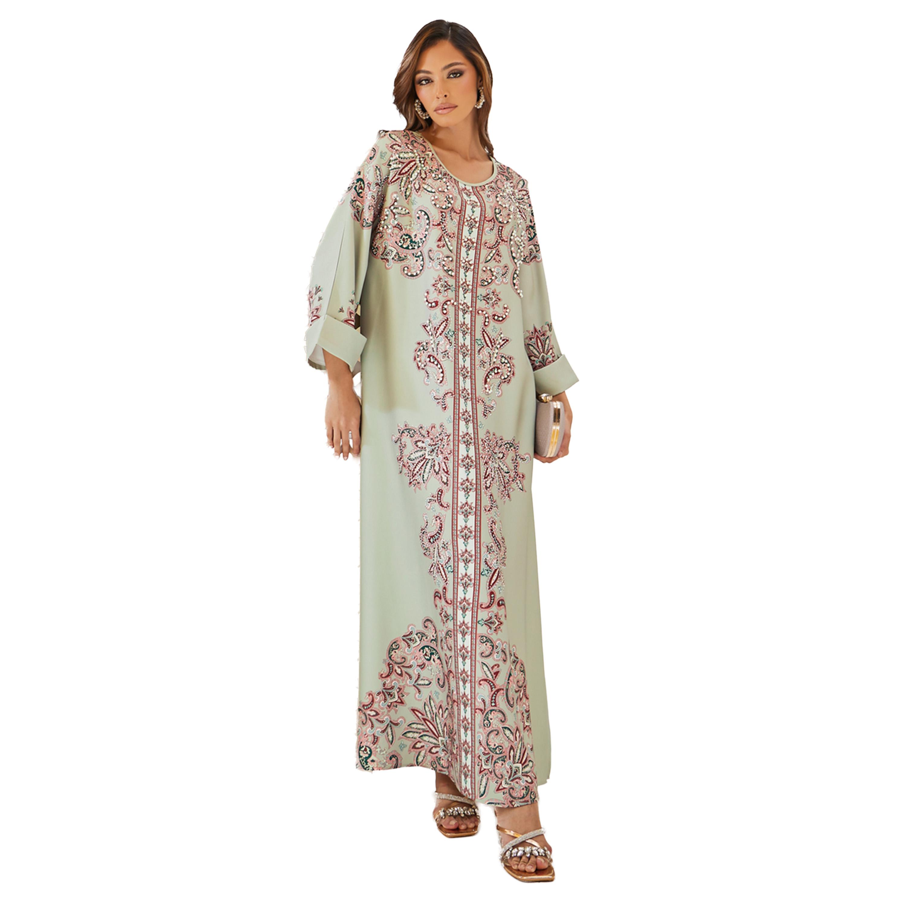 أميرة x ستايلي جلابية مطبعة بتفاصيل مُطرّزة بلؤلؤ صناعي-women-arabicclothing-jalabiyas-image-1