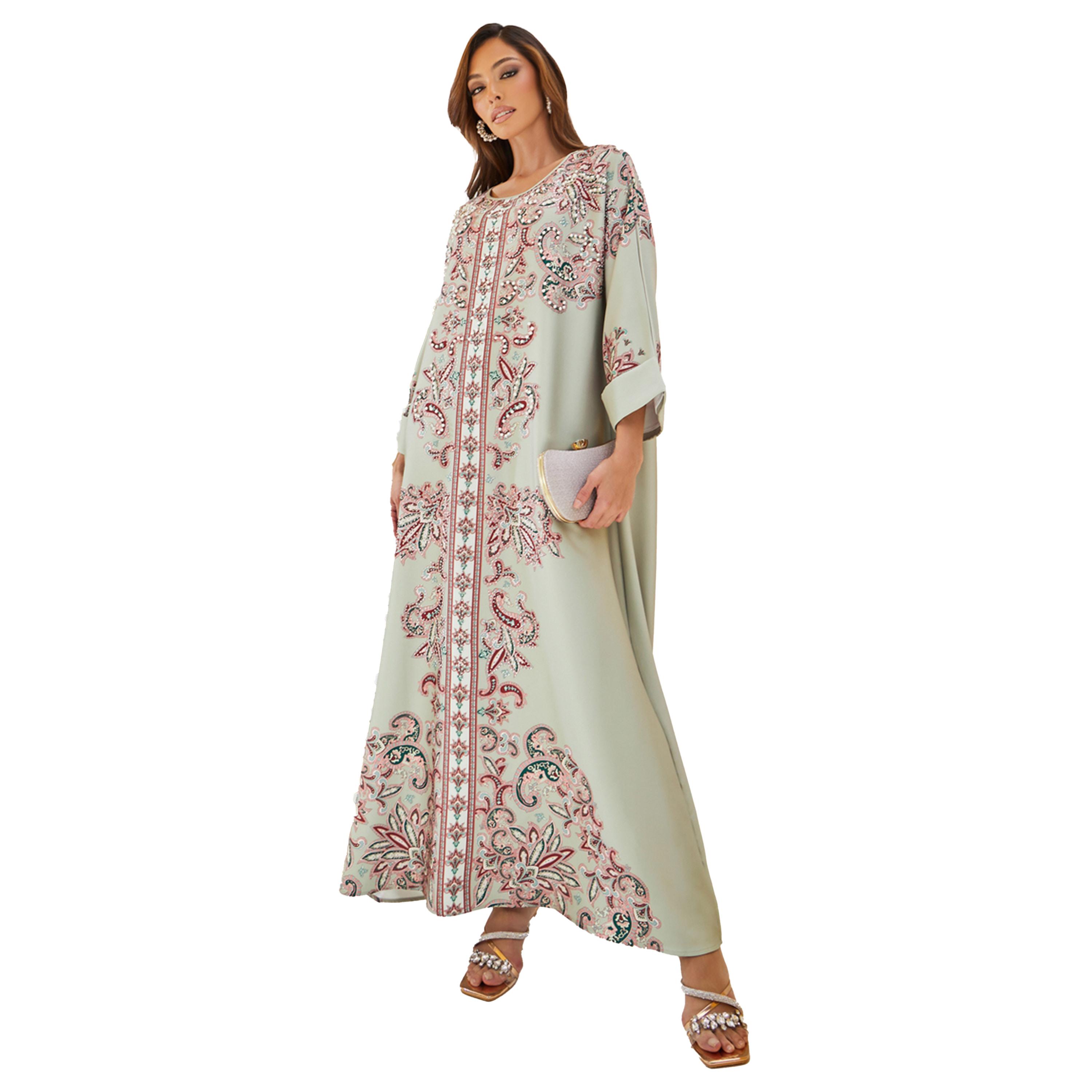 أميرة x ستايلي جلابية مطبعة بتفاصيل مُطرّزة بلؤلؤ صناعي-women-arabicclothing-jalabiyas-image-2