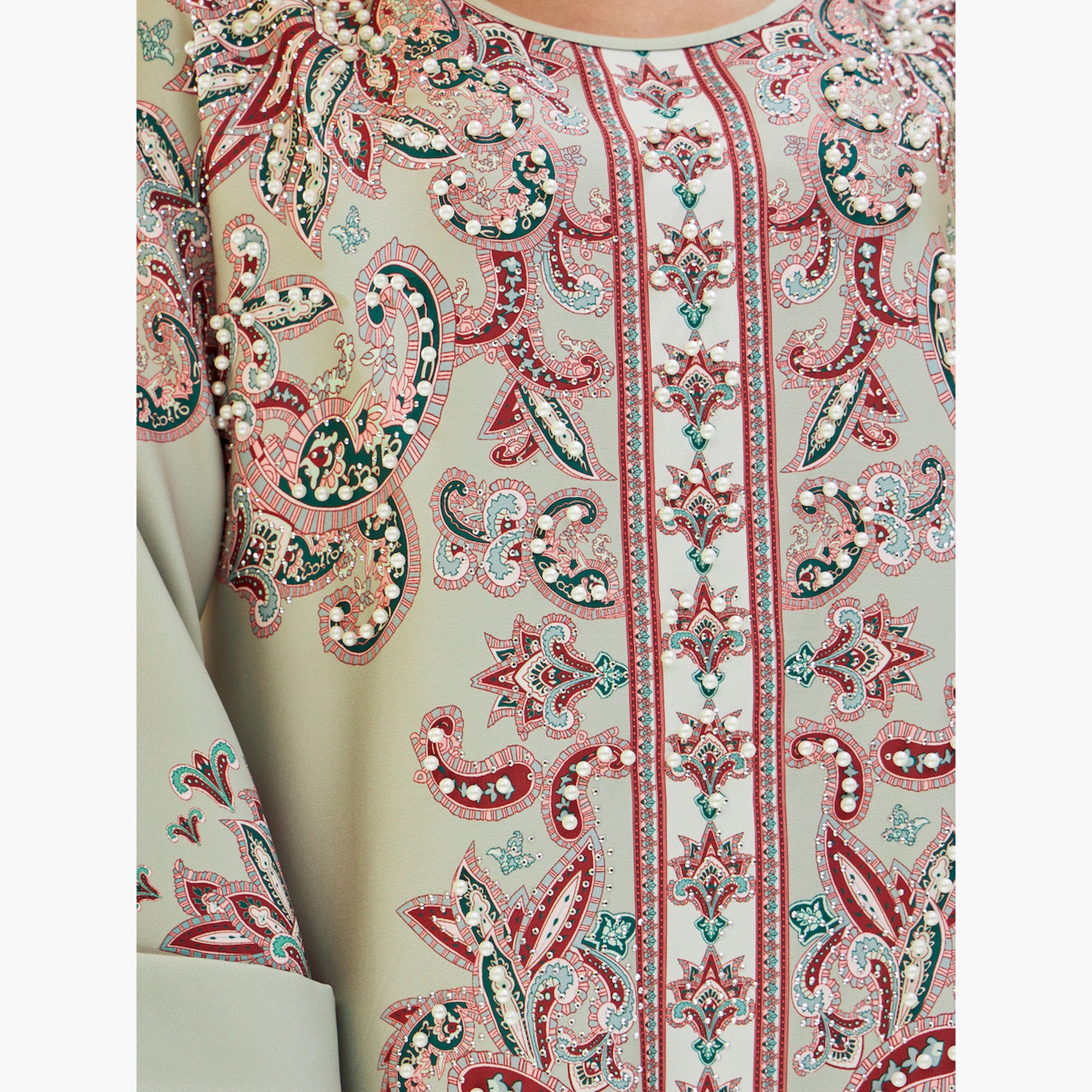 أميرة x ستايلي جلابية مطبعة بتفاصيل مُطرّزة بلؤلؤ صناعي-women-arabicclothing-jalabiyas-image-4