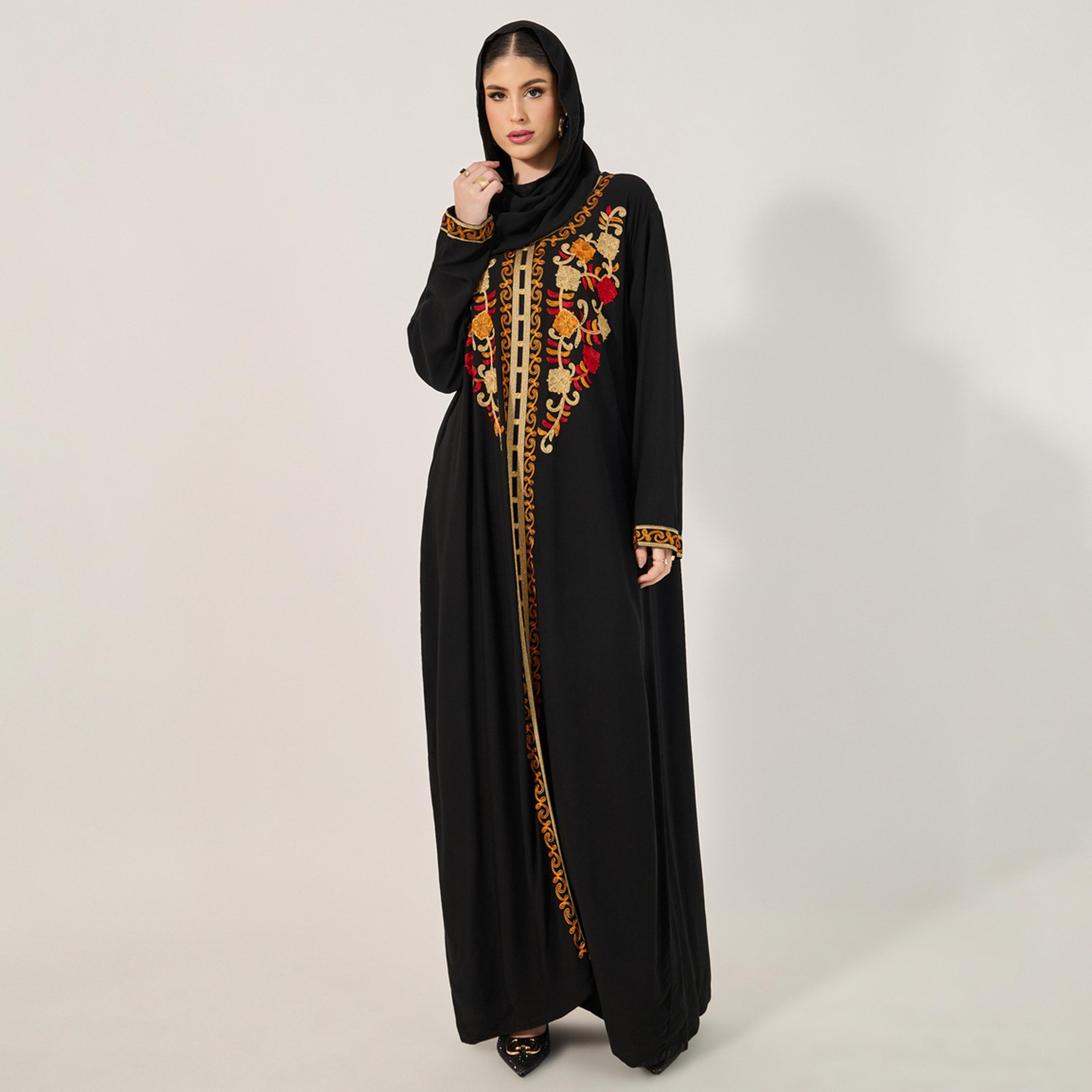 Styli Embroidered Round Neck A-Line Jalabiya-women-arabicclothing-jalabiyas-image-5
