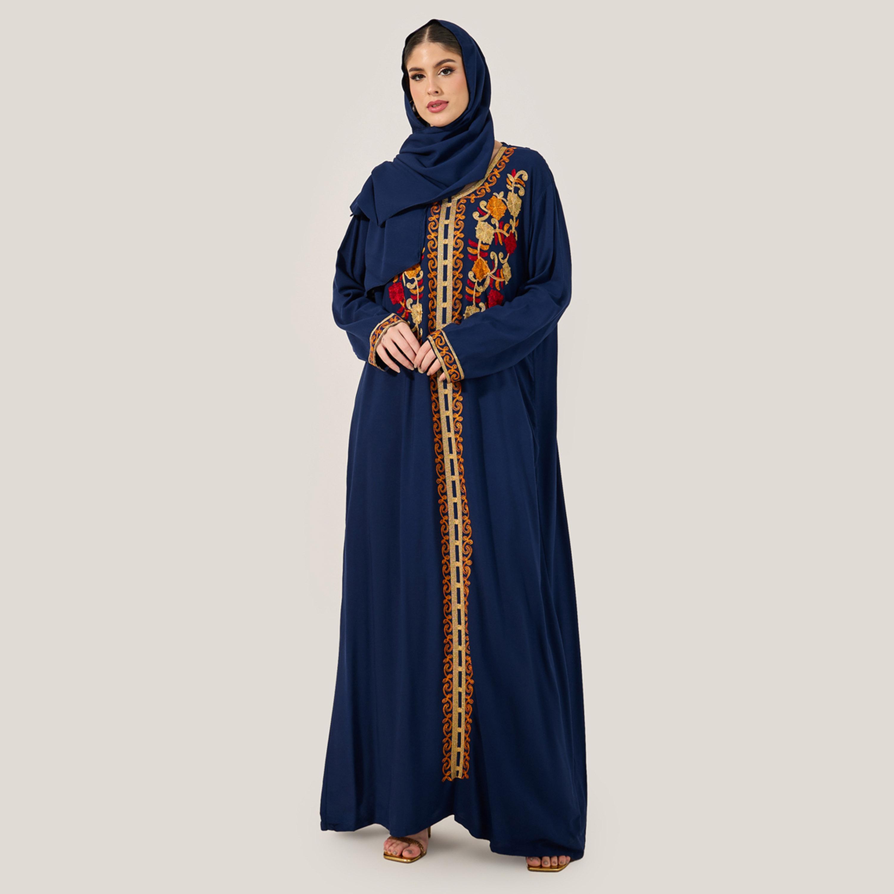 ستايلي - جلابية مطرزة برقبة دائرية وقصّة A-women-arabicclothing-jalabiyas-image-5