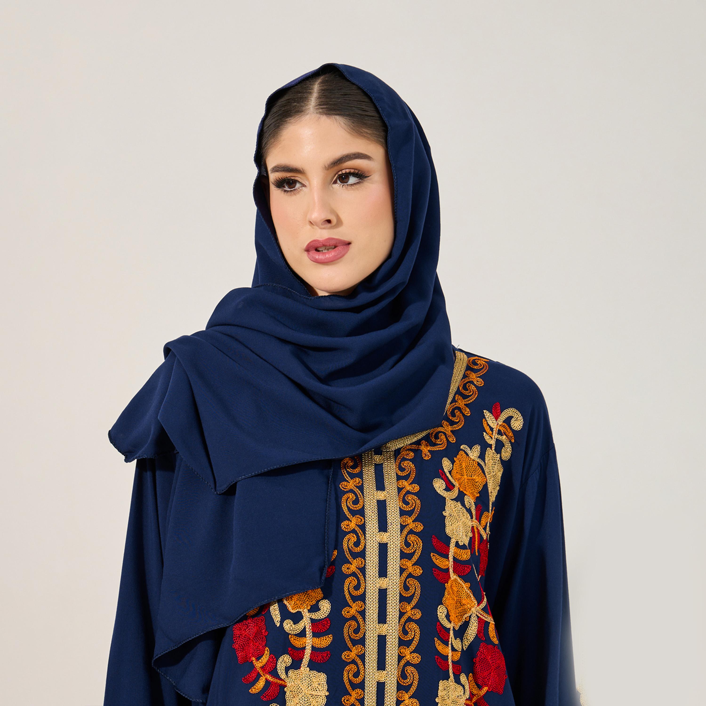 Styli Embroidered Round Neck A-Line Jalabiya-women-arabicclothing-jalabiyas-image-6