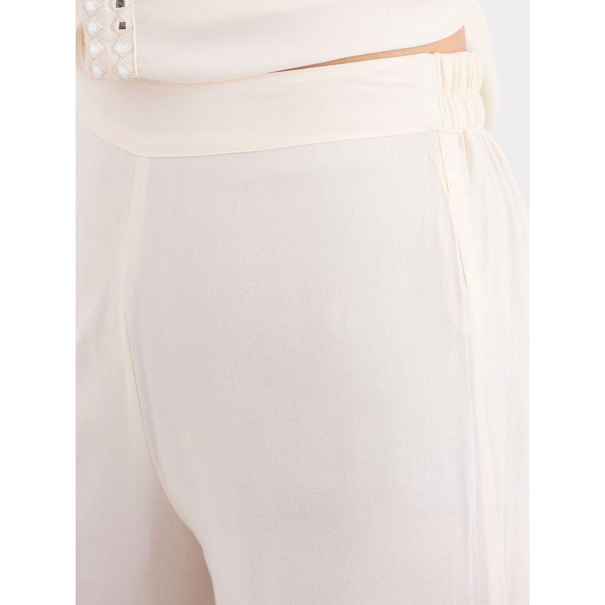 Styli Women Off White Mirror-Work Longline Shirt and Pants Co-Ords-women-clothing-coordsets-image-6