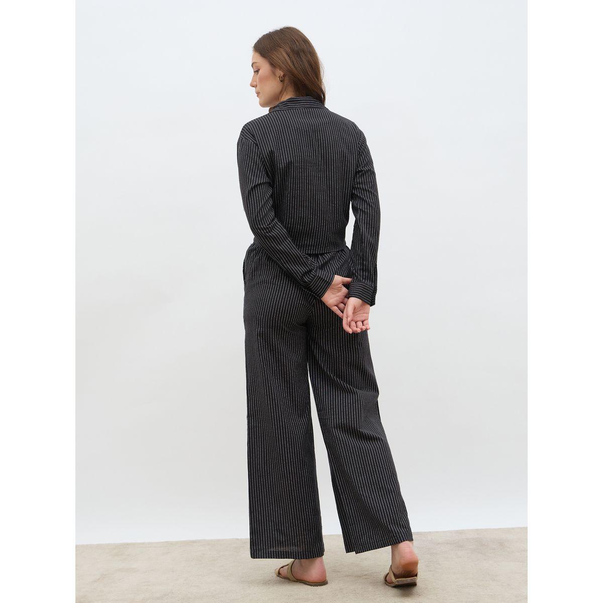 Styli Front Knot Striped Shirt and Pants Co-Ords-women-clothing-coordsets-image-5