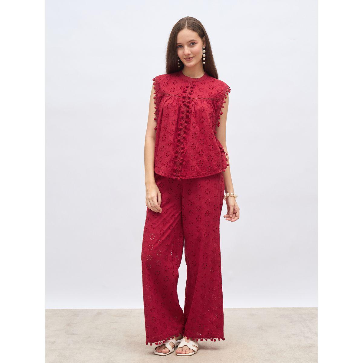 طقم من بنطال ووبلوزة شيفلي بدون أكمام-women-clothing-coordsets-image-2