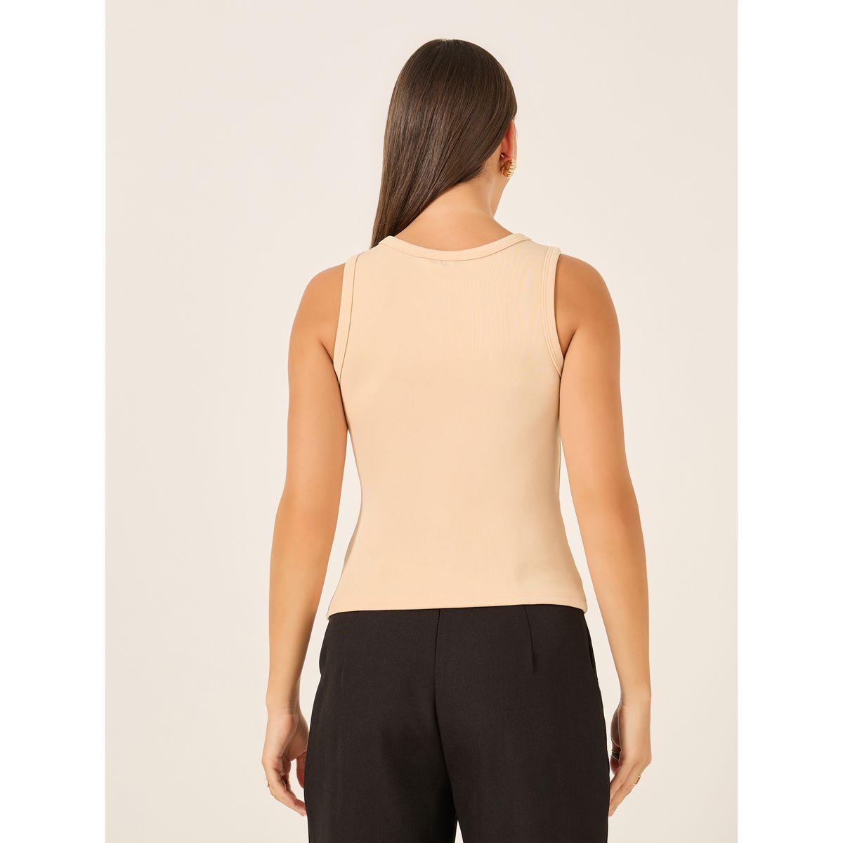بلوزة بياقة دائرية مع تفاصيل أزرار-women-clothing-tshirts-image-5