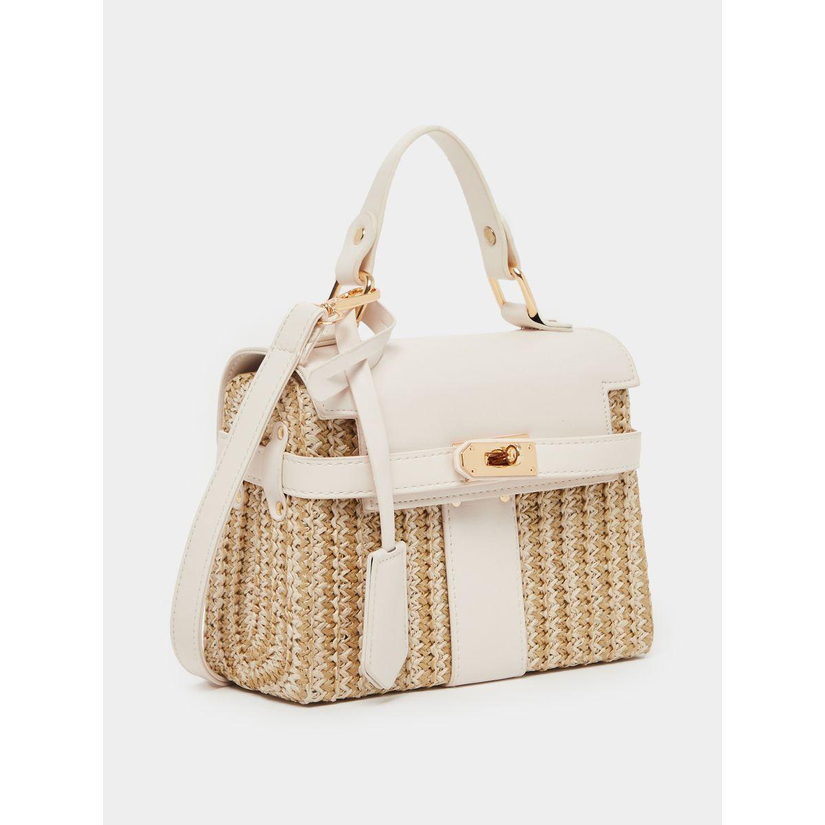 Styli Two Tone Textured Satchel Bag with Removable Shoulder Strap-women-bagsandwallets-handbags-image-1