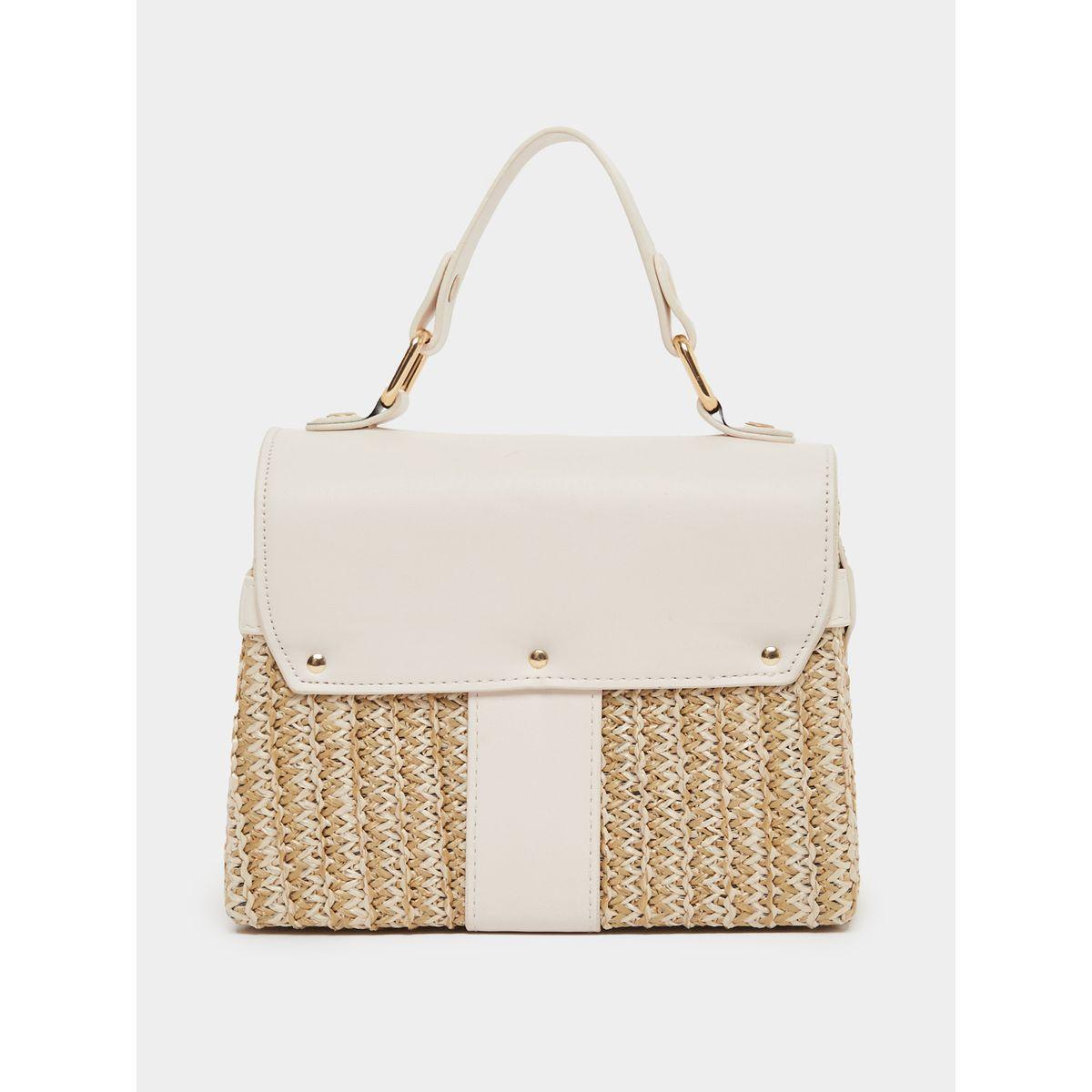Styli Two Tone Textured Satchel Bag with Removable Shoulder Strap-women-bagsandwallets-handbags-image-2