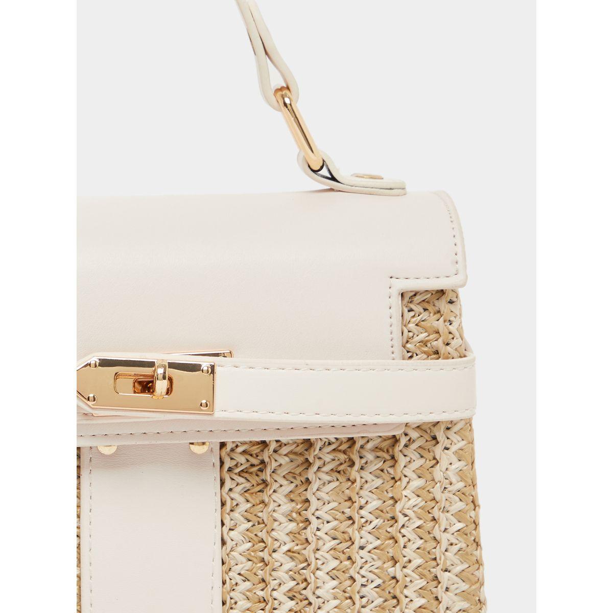 Styli Two Tone Textured Satchel Bag with Removable Shoulder Strap-women-bagsandwallets-handbags-image-3