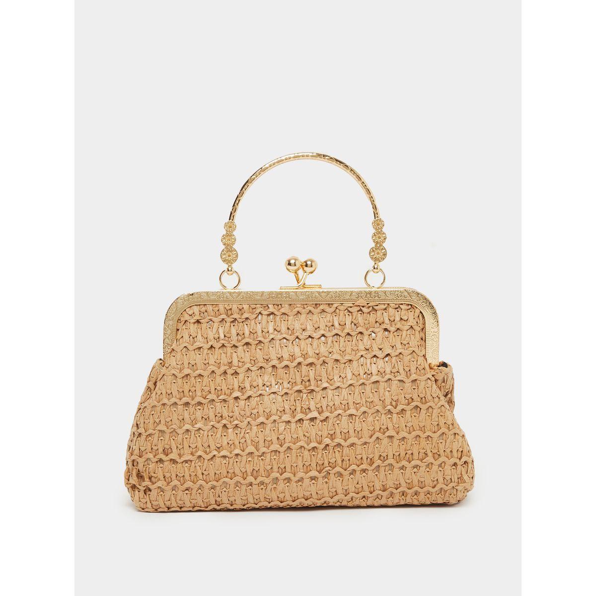 Styli Textured Kiss Lock Clutch with Metal Handle-women-bagsandwallets-handbags-image-2