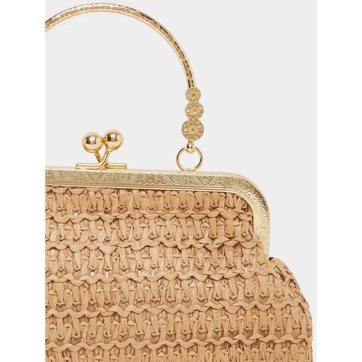 شنطة كلاتش بتفاصيل بارزة الملمس ومقبض معدني-women-bagsandwallets-handbags-image-3