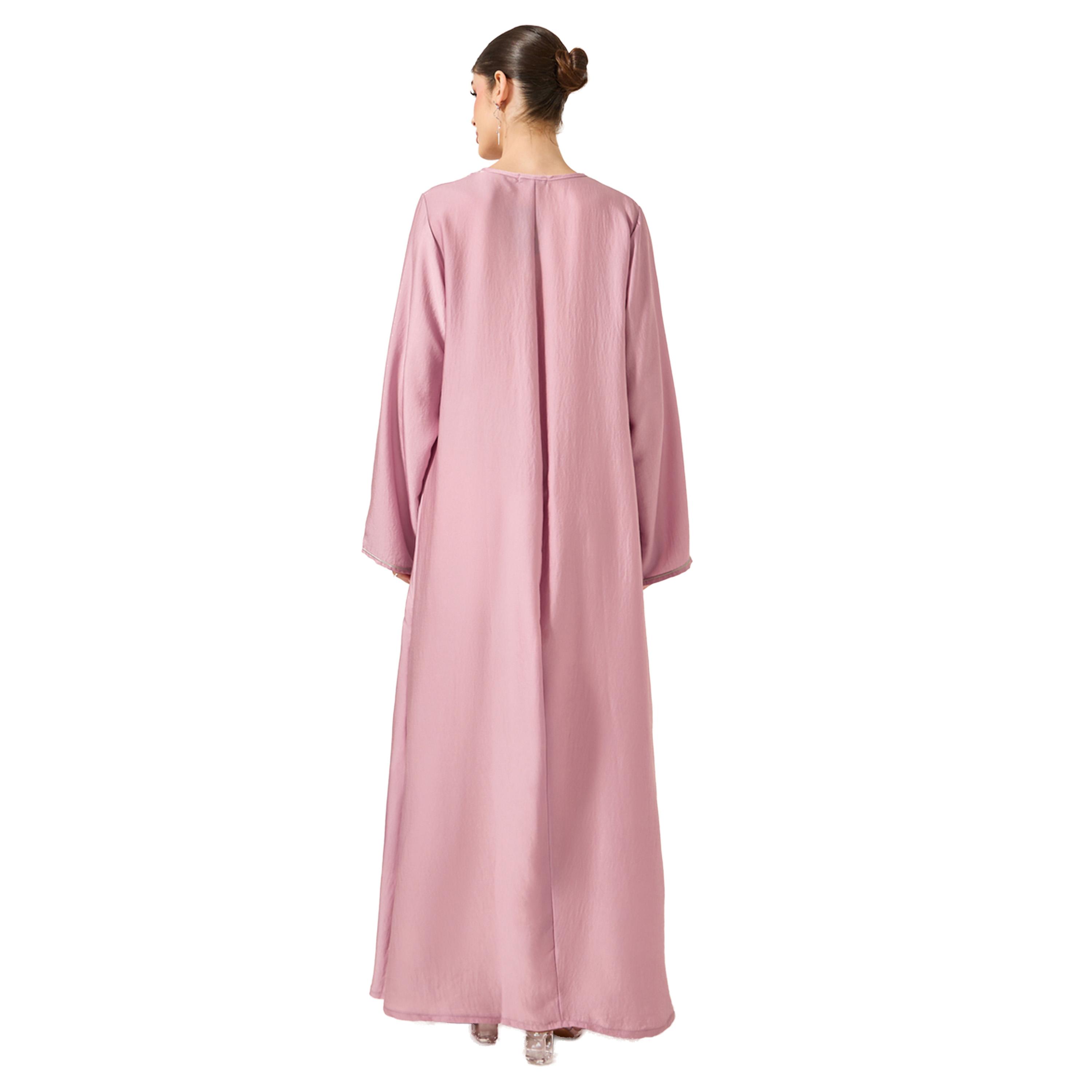 أميرة x ستايلي جلابية ساتان بتفاصيل دانتيل وياقة نوتش-women-arabicclothing-jalabiyas-image-5