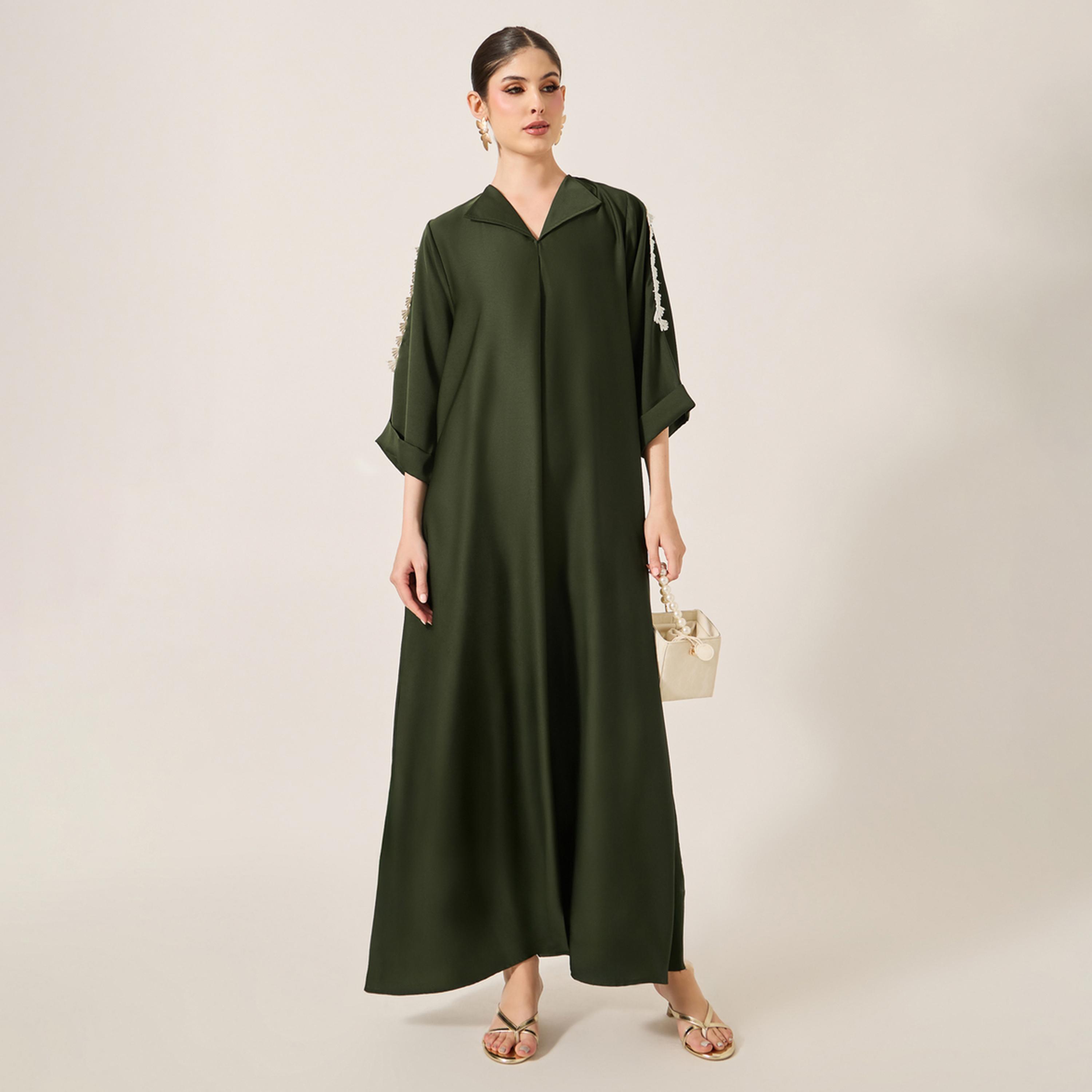 أميرة x ستايلي جلابية بحافة واسعة وتفاصيل دانتيل-women-arabicclothing-jalabiyas-image-2